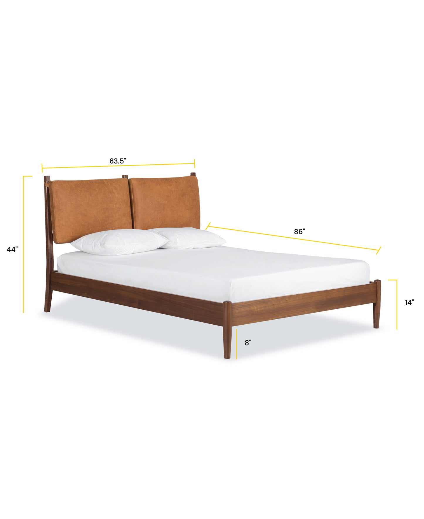 Truro Bed Headboard Cushion Set | Cognac Tan | Queen