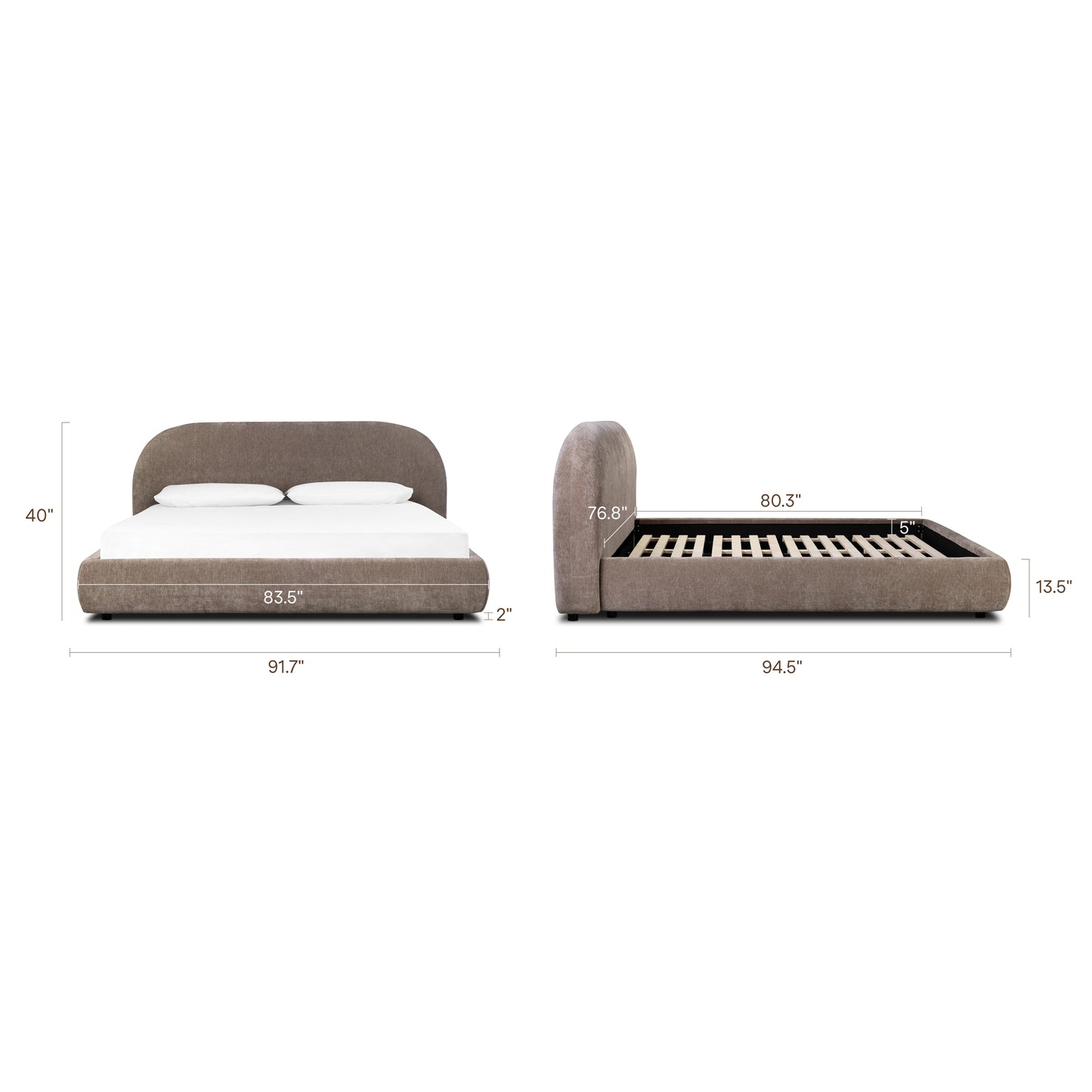 Genoa Bed | Taupe Brown | King