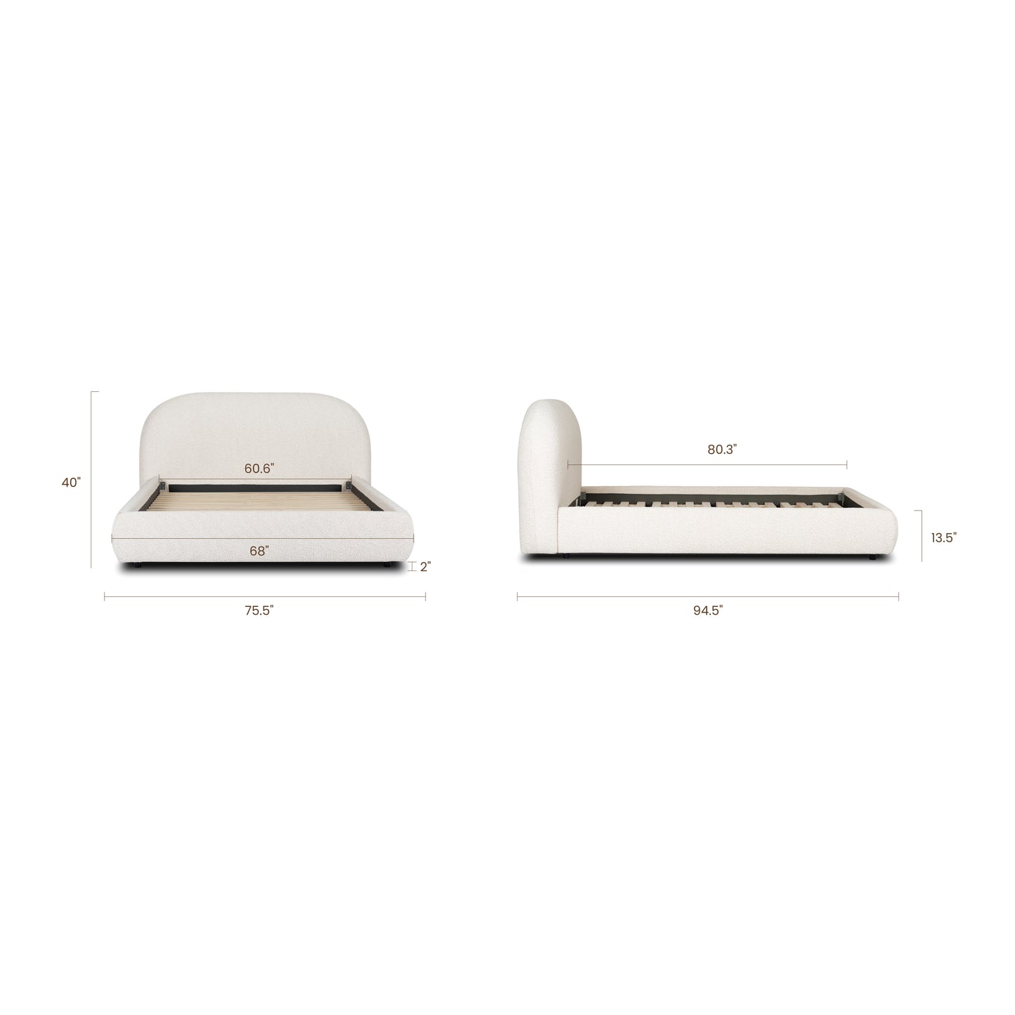 Genoa Bed | Crema White Boucle | Queen