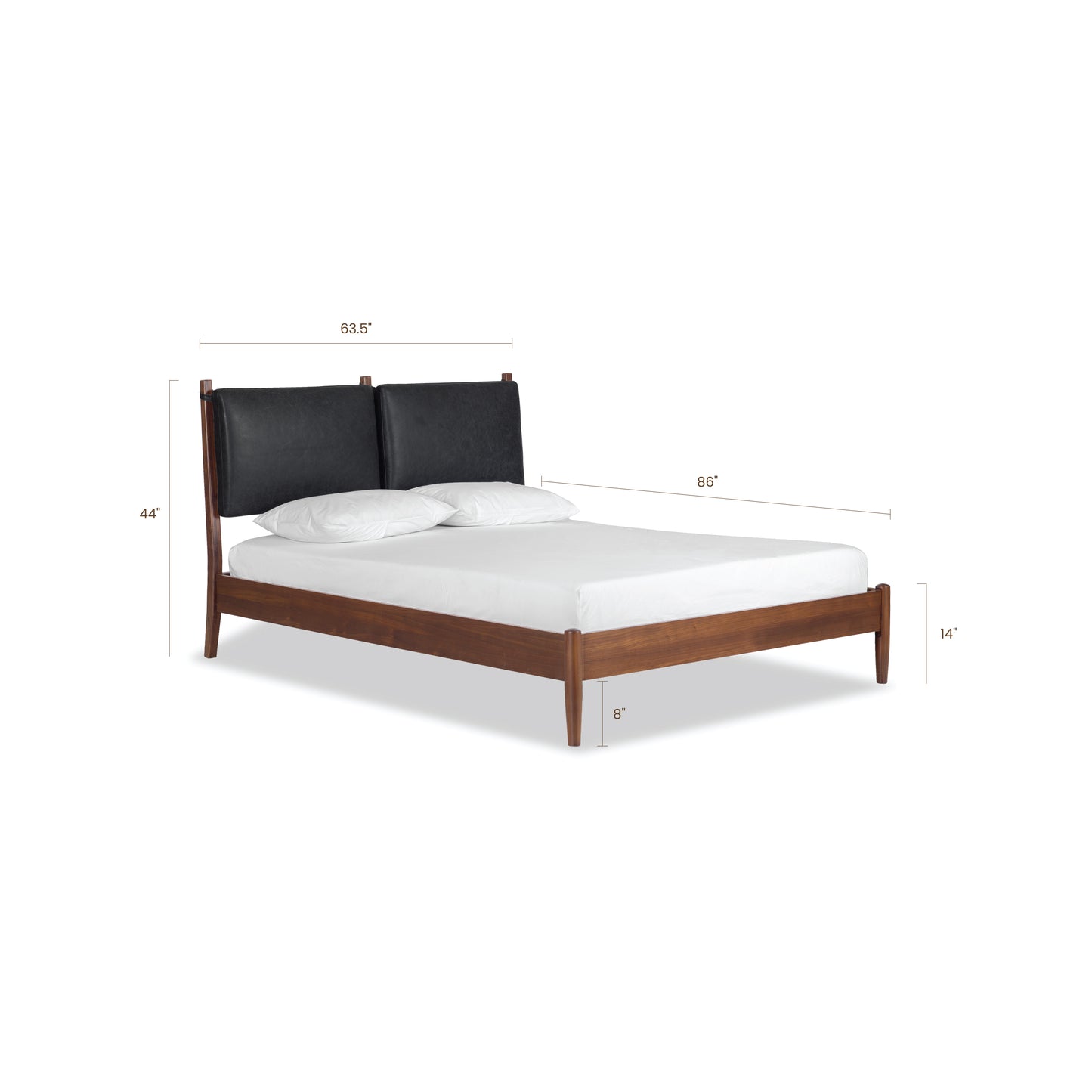 Truro Bed with Leather Cushions | Onyx Black | Queen