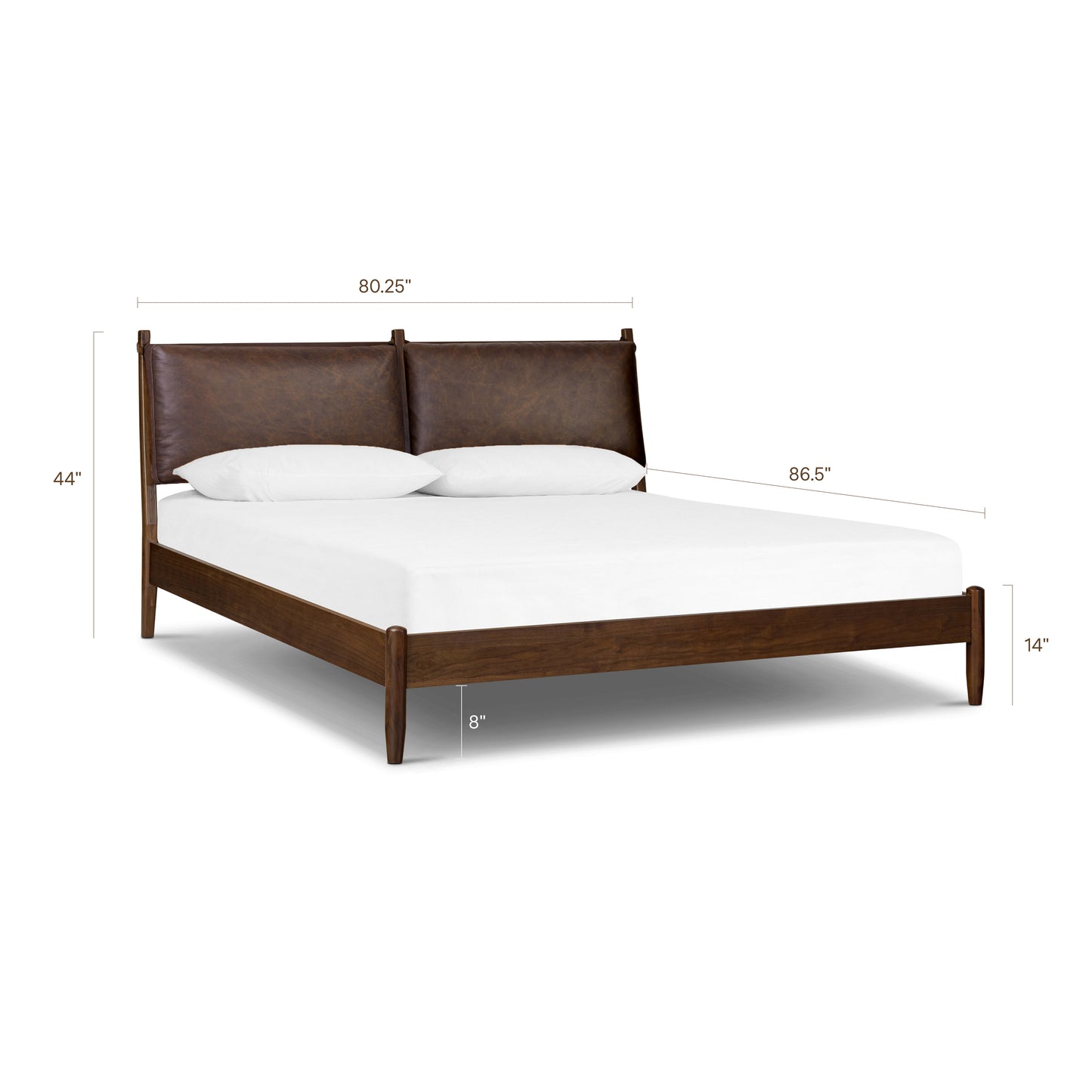 Truro Bed with Leather Cushions | Bridle Brown | King