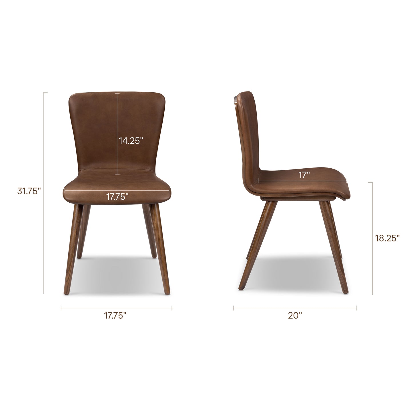 Arlo Leather Dining Chair | Walnut/Brown