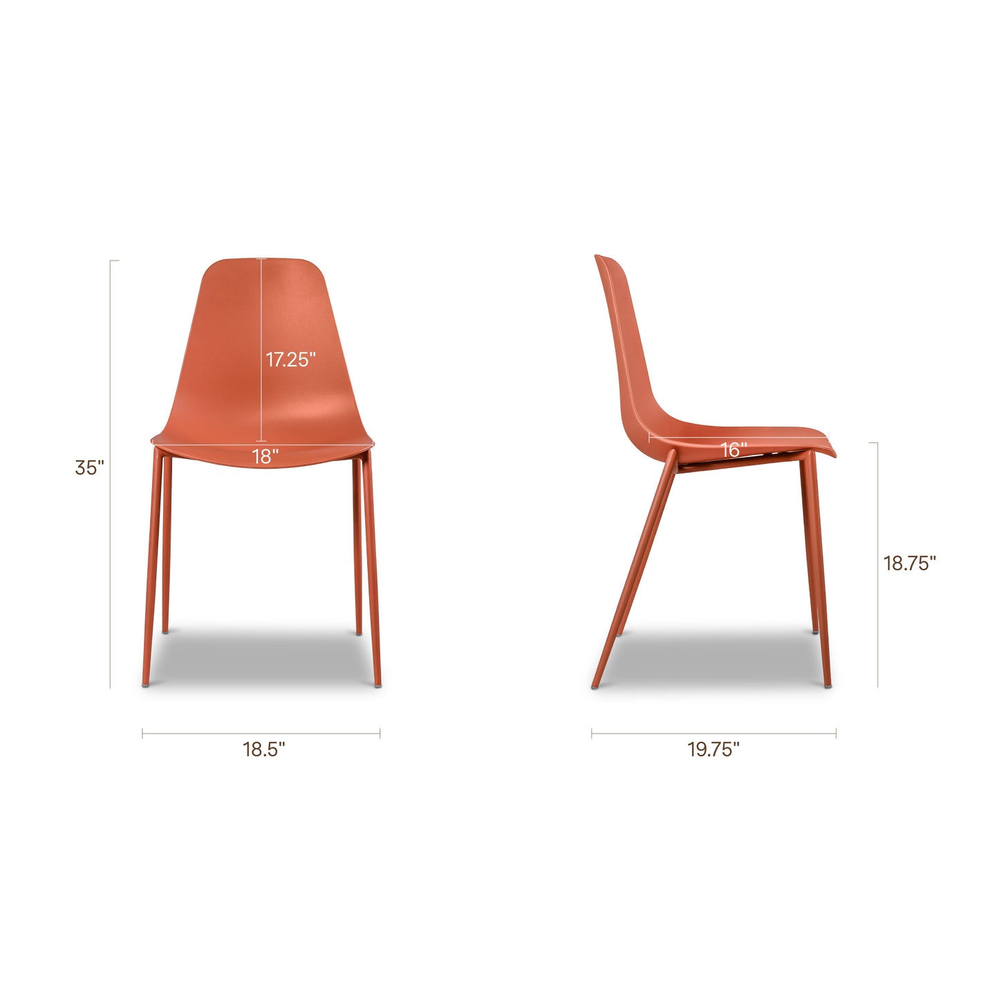 Isla Dining Chair | Coral Red | Set of 4