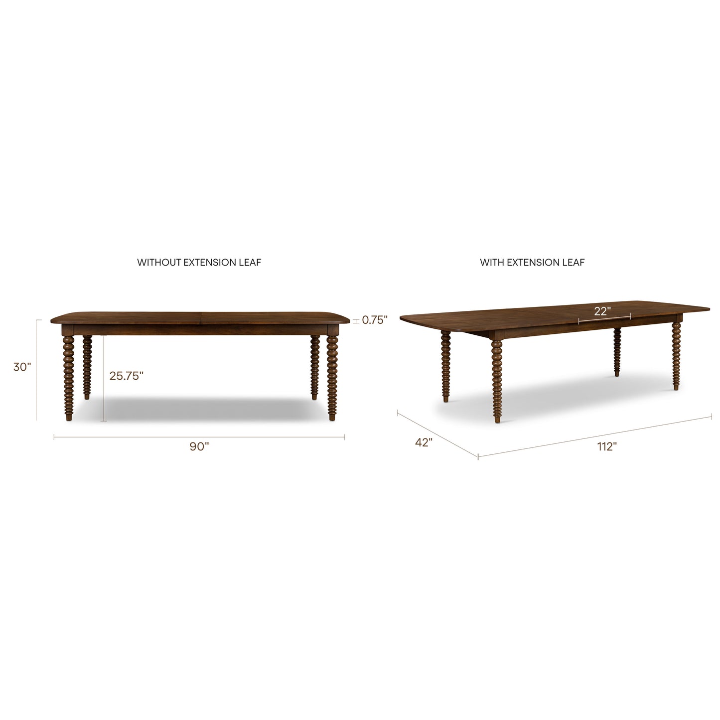 Torno 90"-112" Extendable Dining Table | Walnut