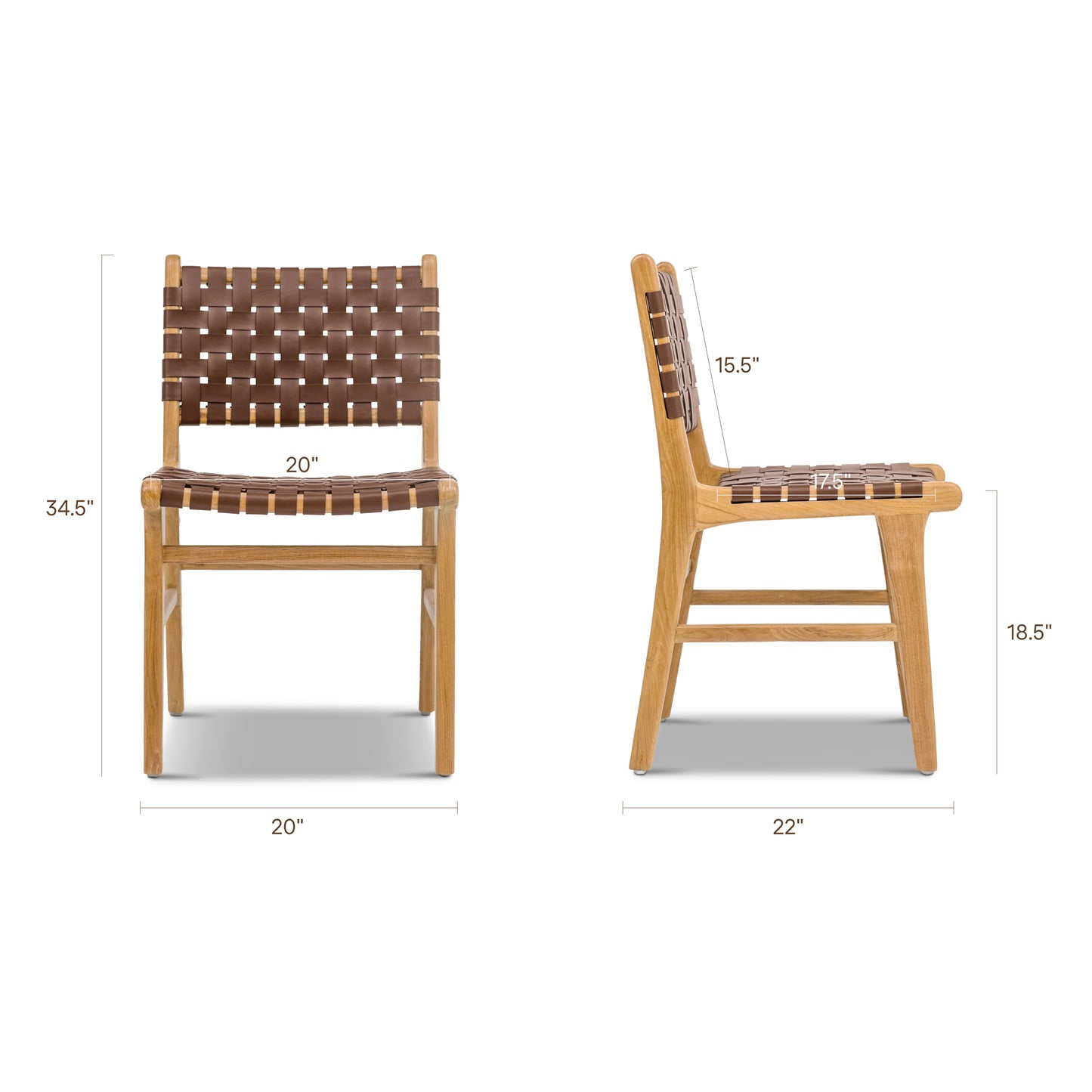 Banda Teak & Leather Dining Chair | Molten Brown