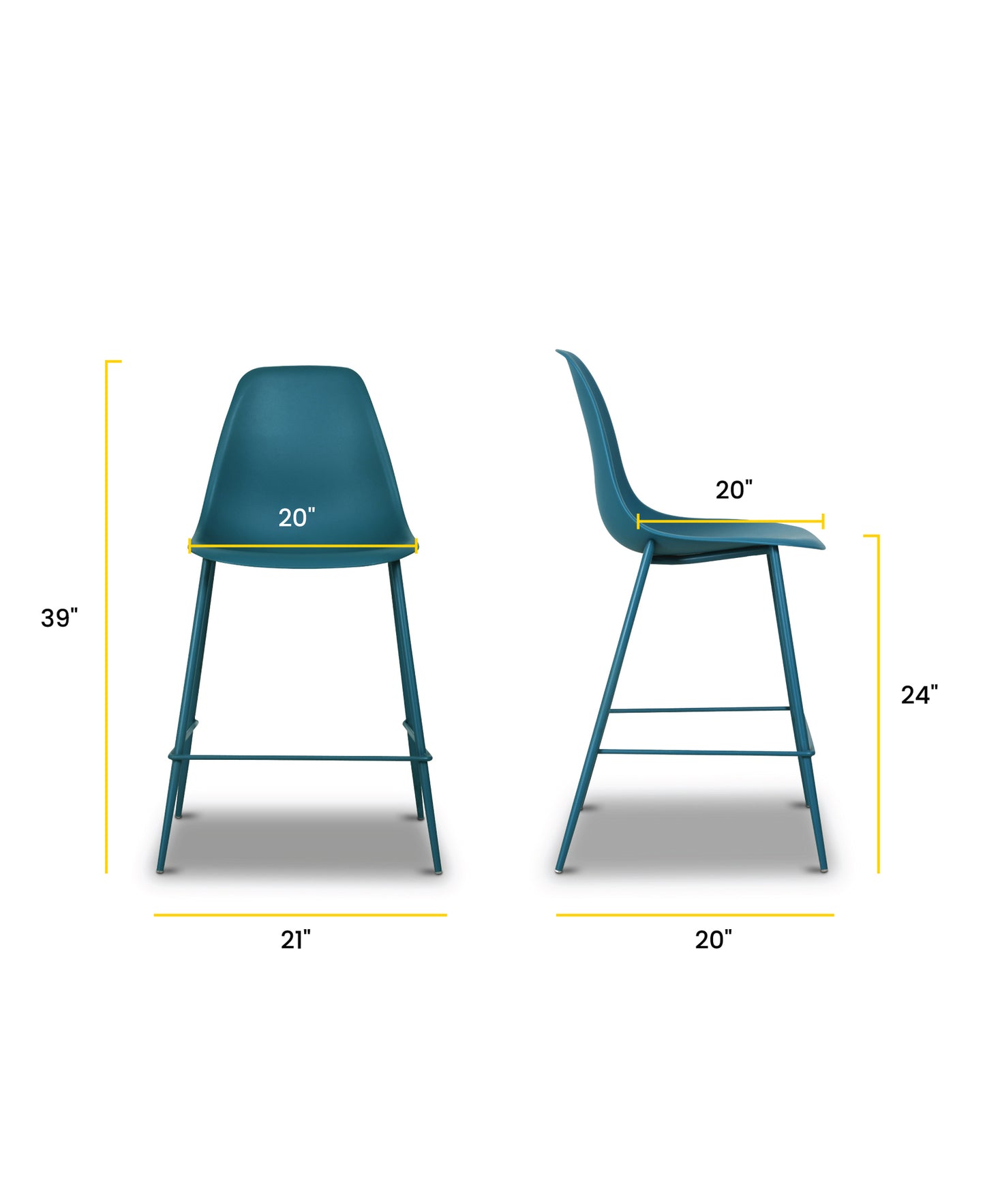 Isla Counter Height Stool | Ocean Teal | Set of 3