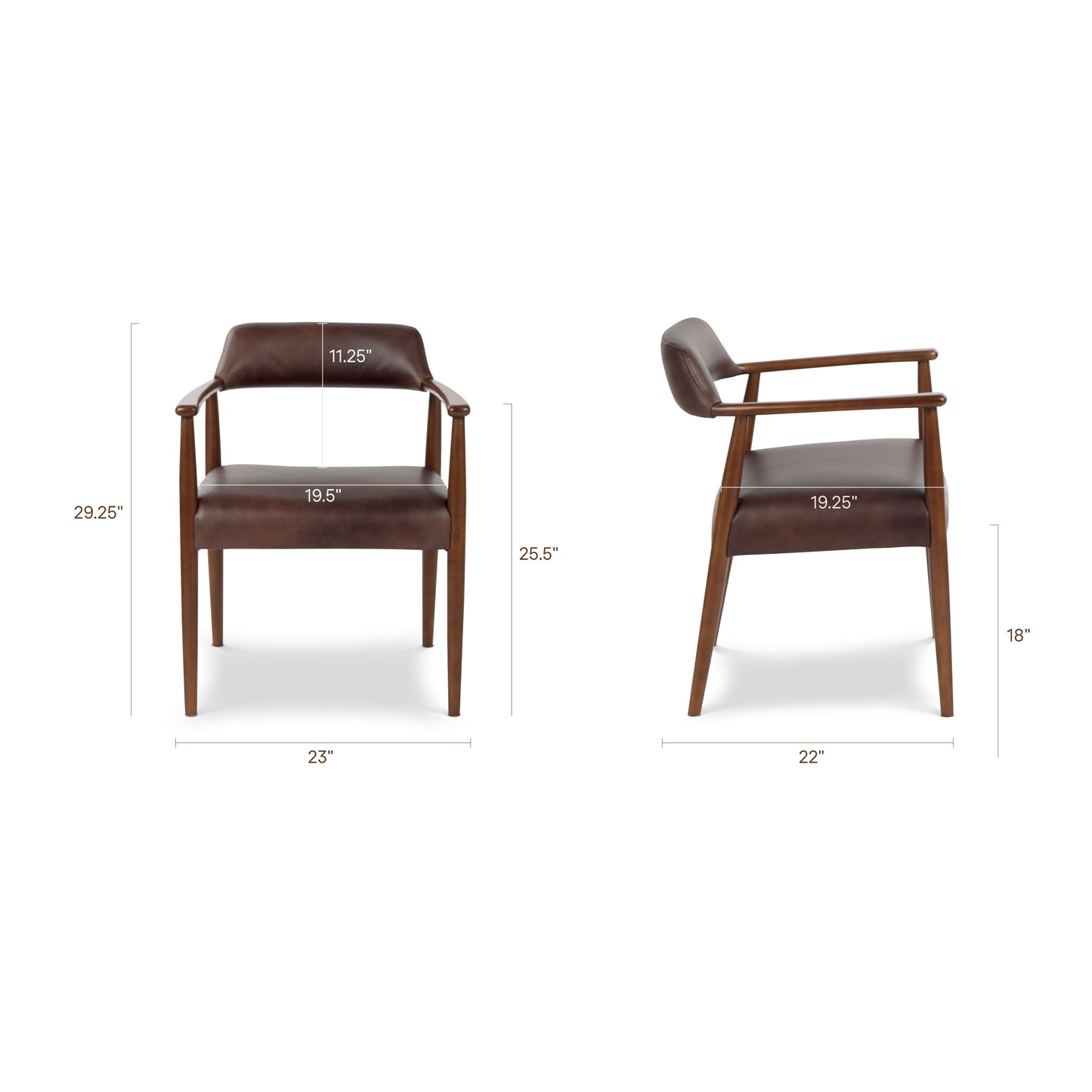 Sento Leather Dining Chair | Antique Brown