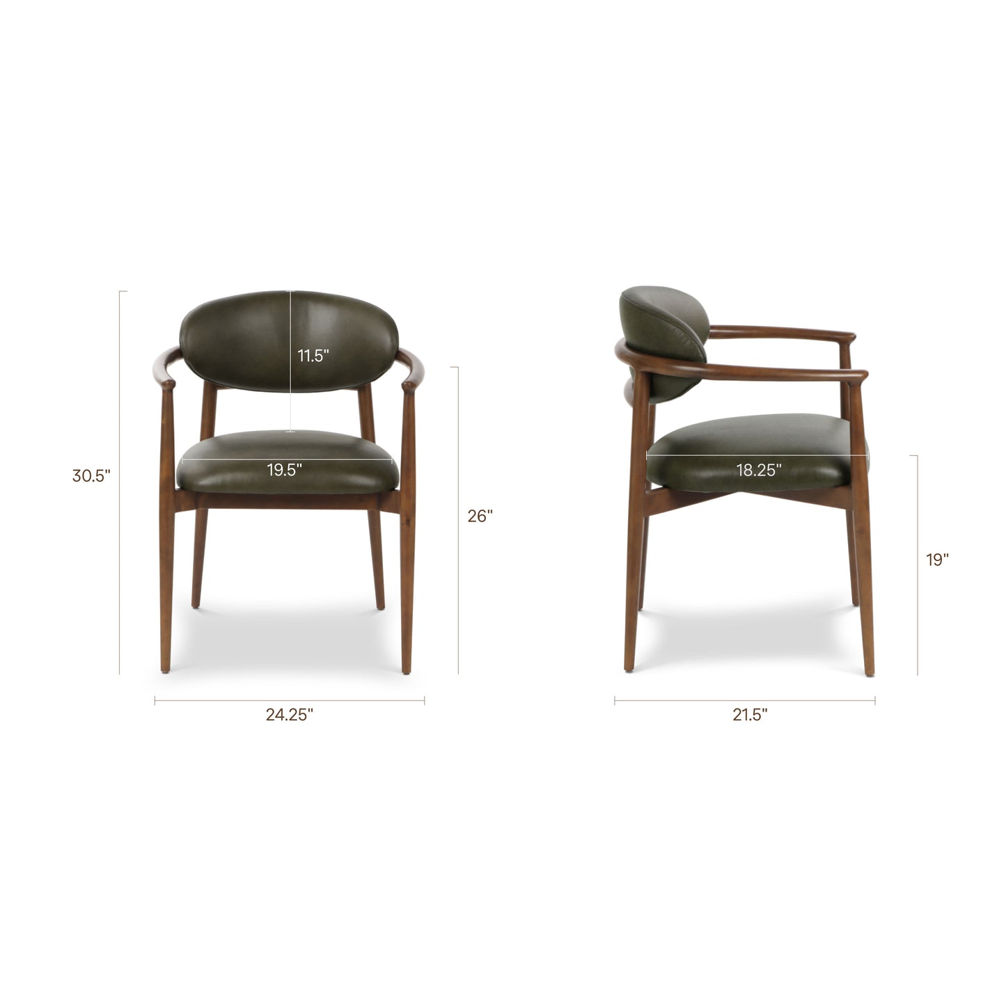 Riven Leather Dining Chair | Antique Green