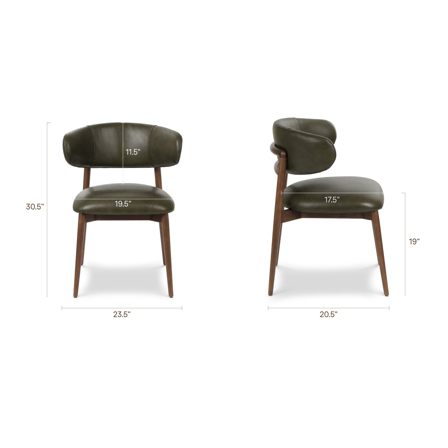 Talon Leather Dining Chair | Antique Green