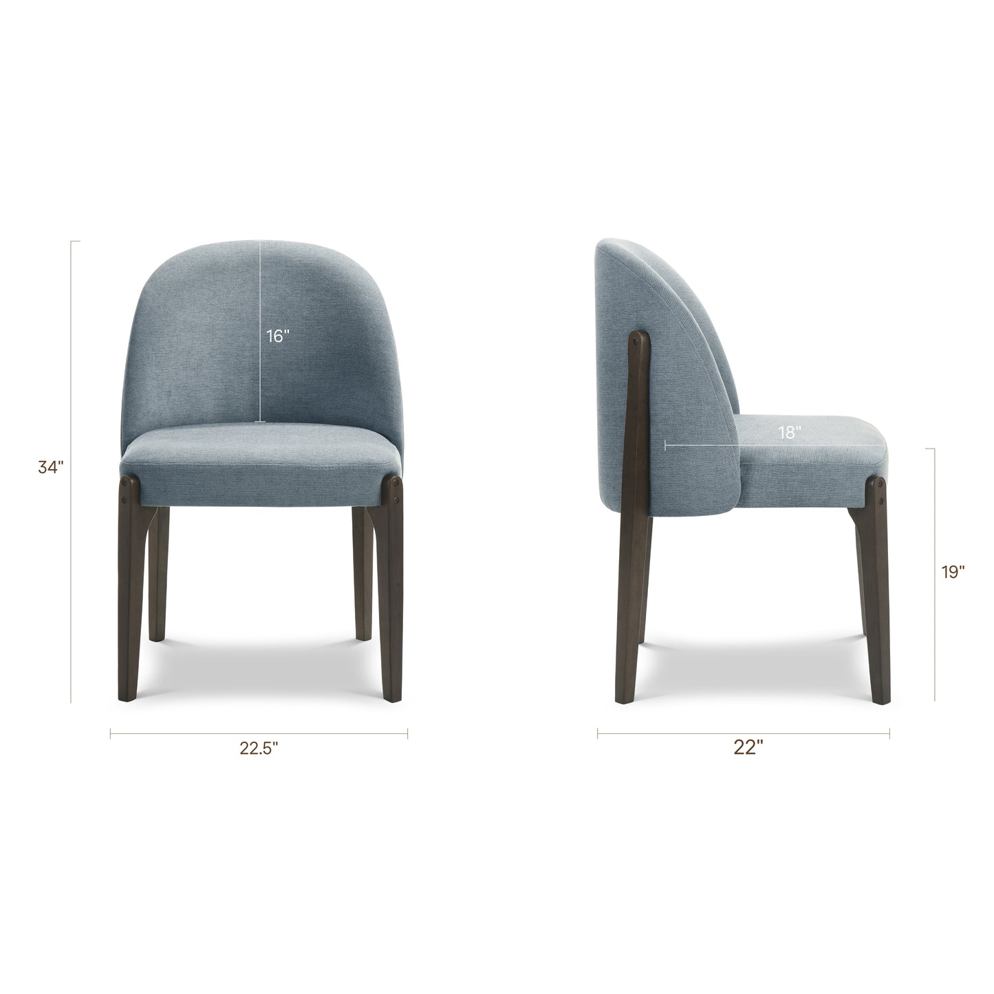 Pietta Dining Chair | Tide Blue | Set of 2