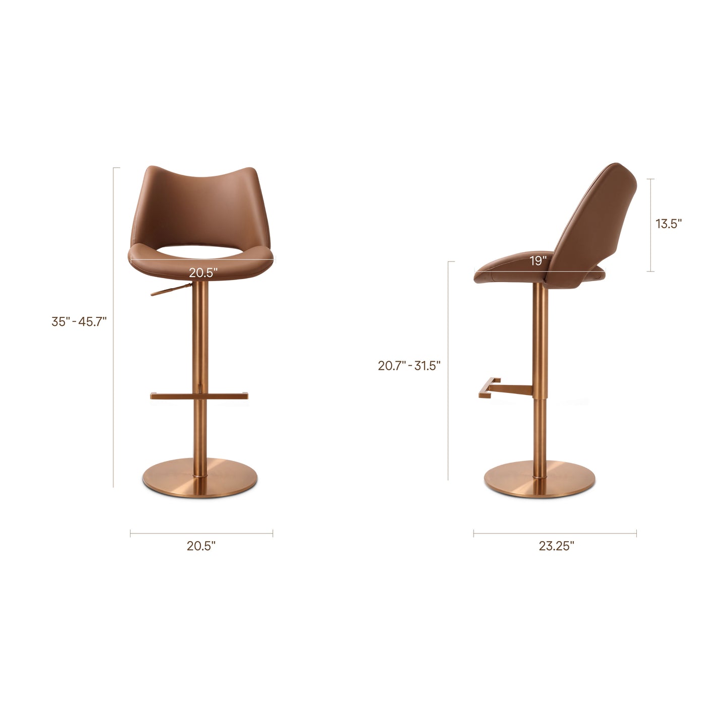 Sola Counter Stool | Cinnamon Brown