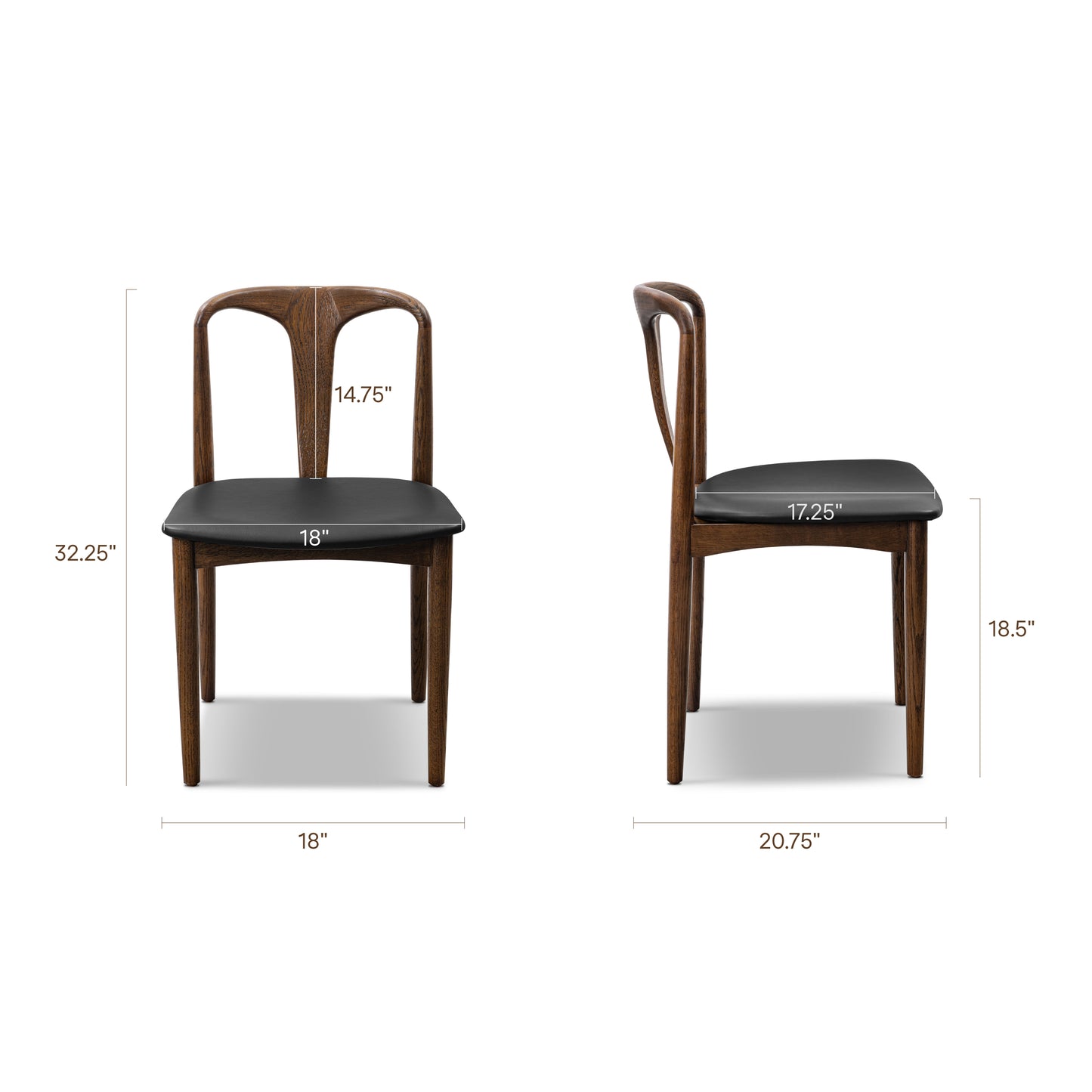 Arco Leather Dining Chair | Walnut/Black