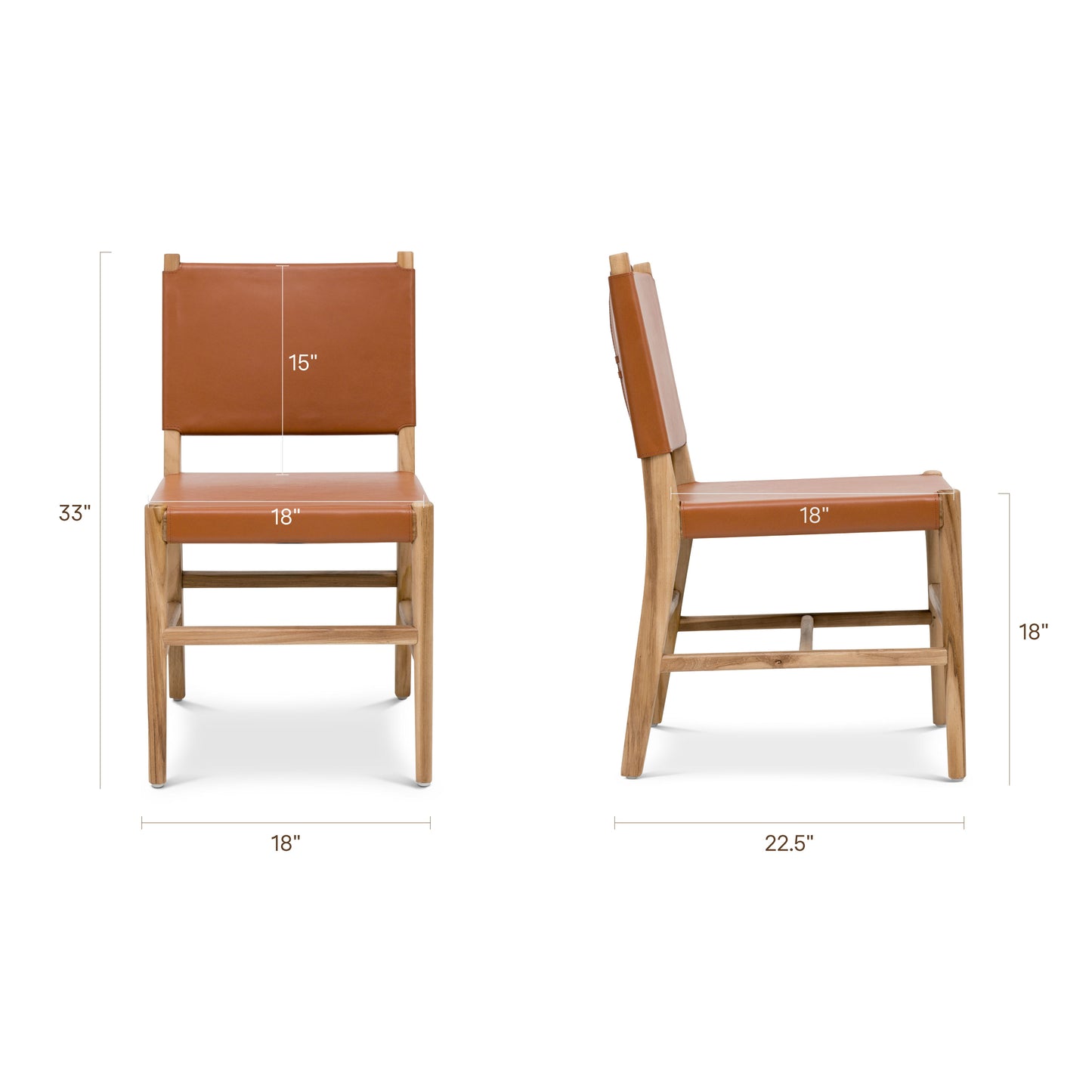Riavolo Teak & Leather Dining Chair | Fauve Tan