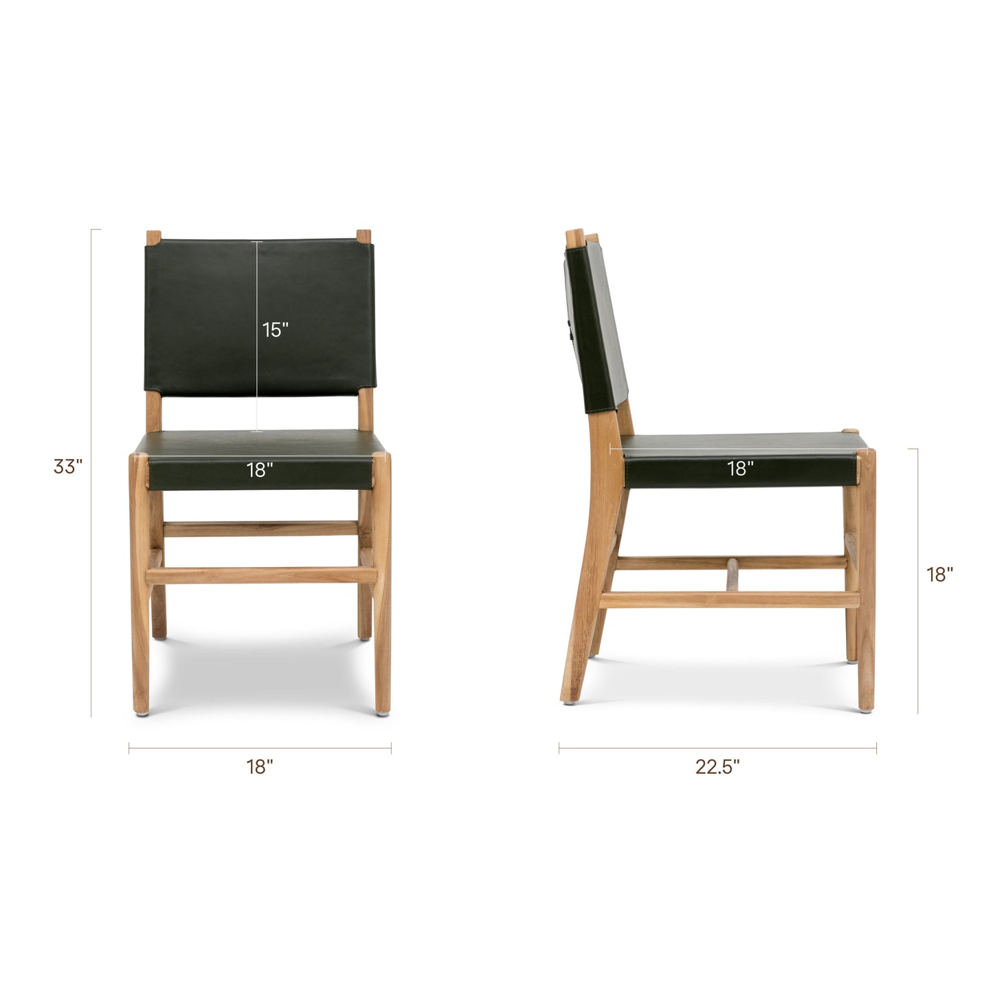 Riavolo Teak & Leather Dining Chair | Hunter Green
