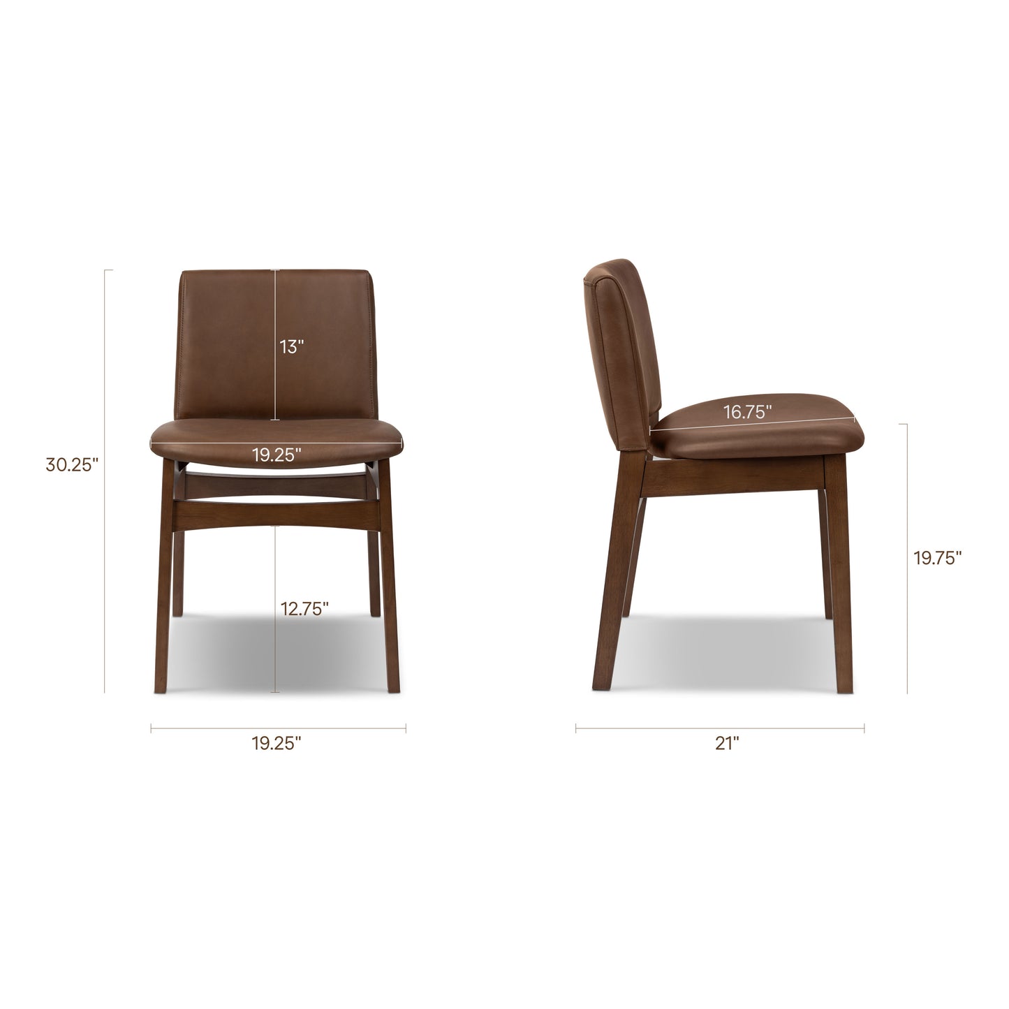 Oliva Leather Dining Chair | Brown/Walnut