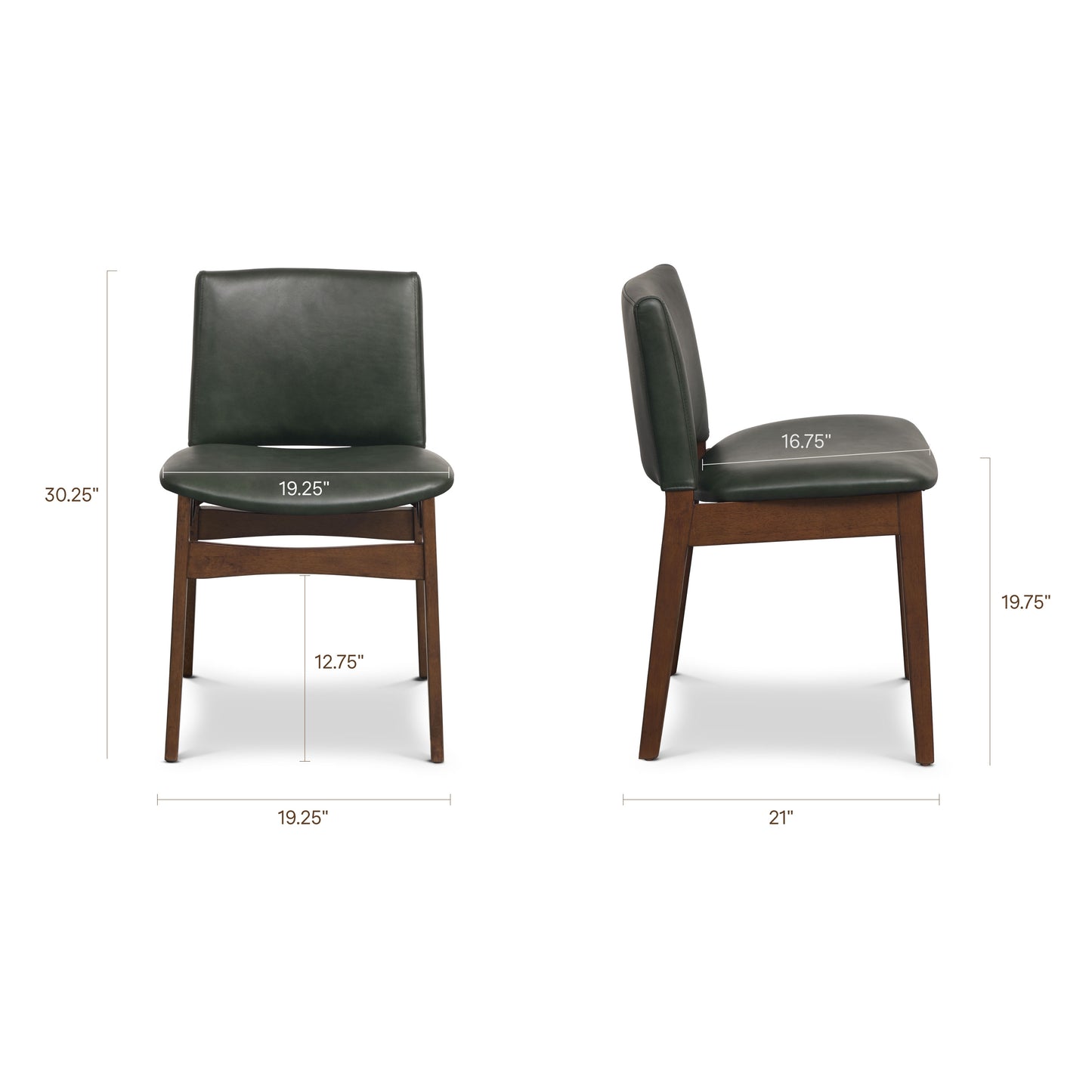 Oliva Leather Dining Chair | Green/Walnut