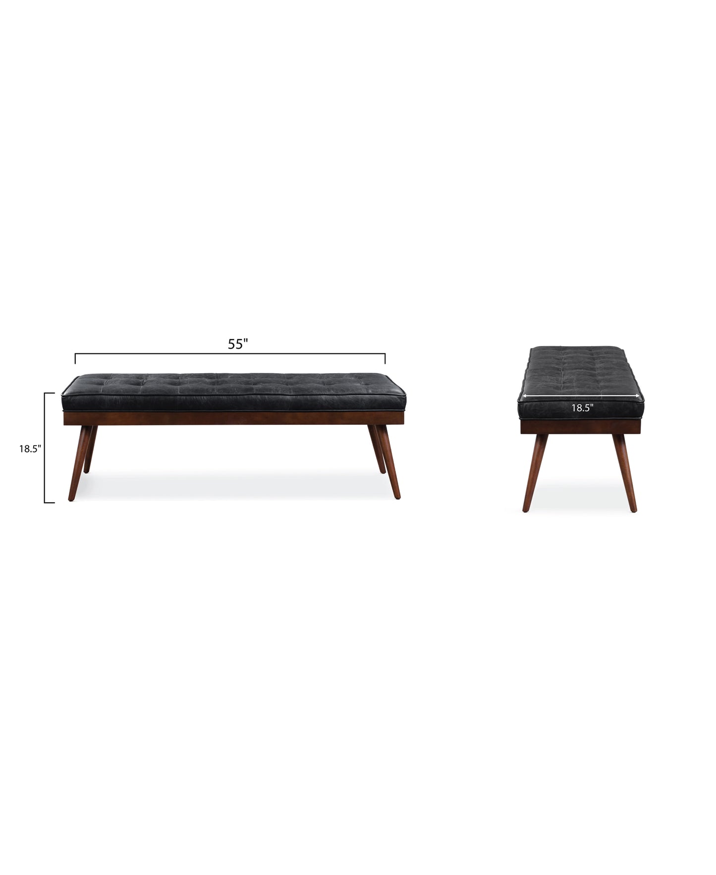 Luca Leather Bench | Onyx Black