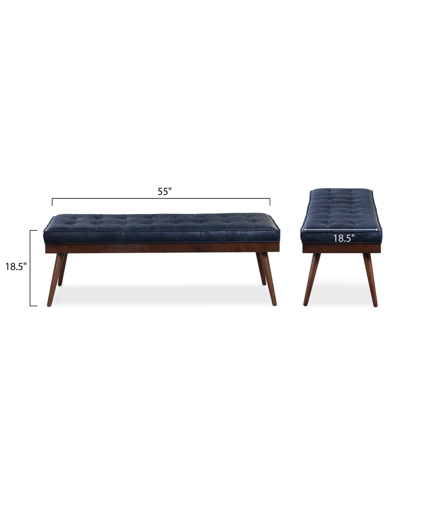 Luca Leather Bench | Midnight Blue