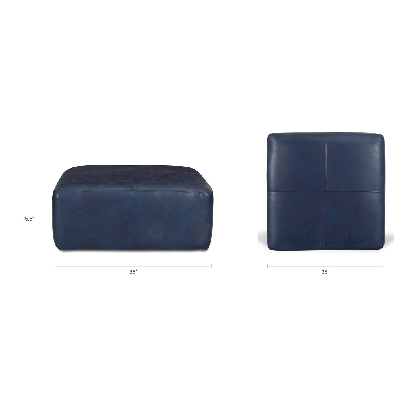 Sequoia Leather Ottoman | Midnight Blue