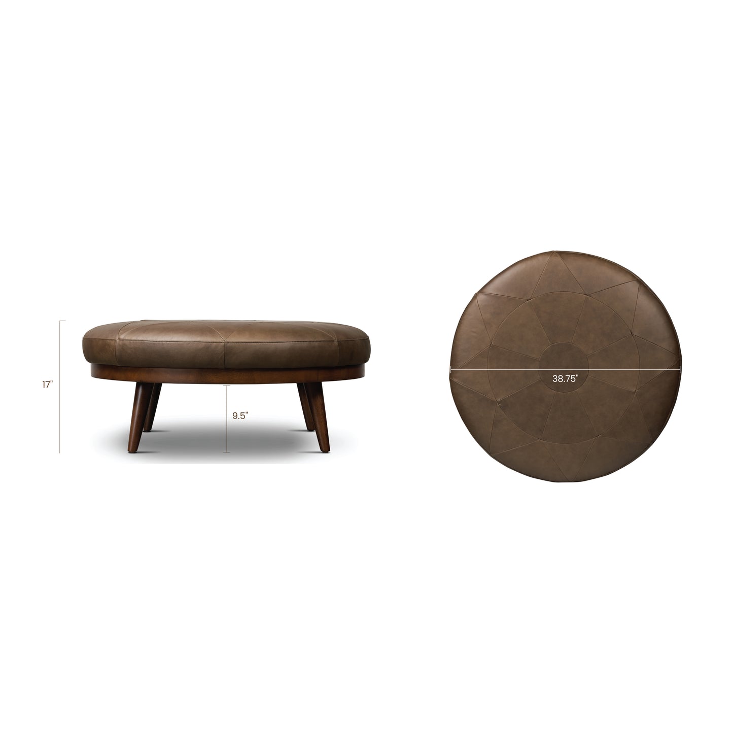 Gio Leather Ottoman | Cocoa Brown
