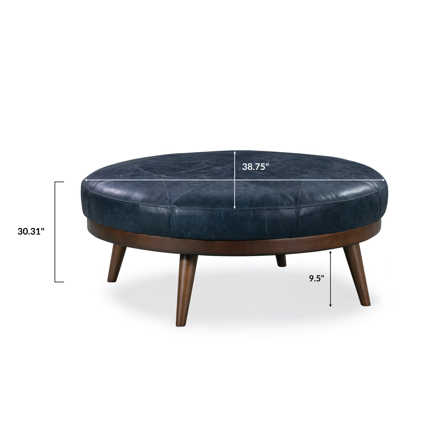 Gio Leather Ottoman | Midnight Blue