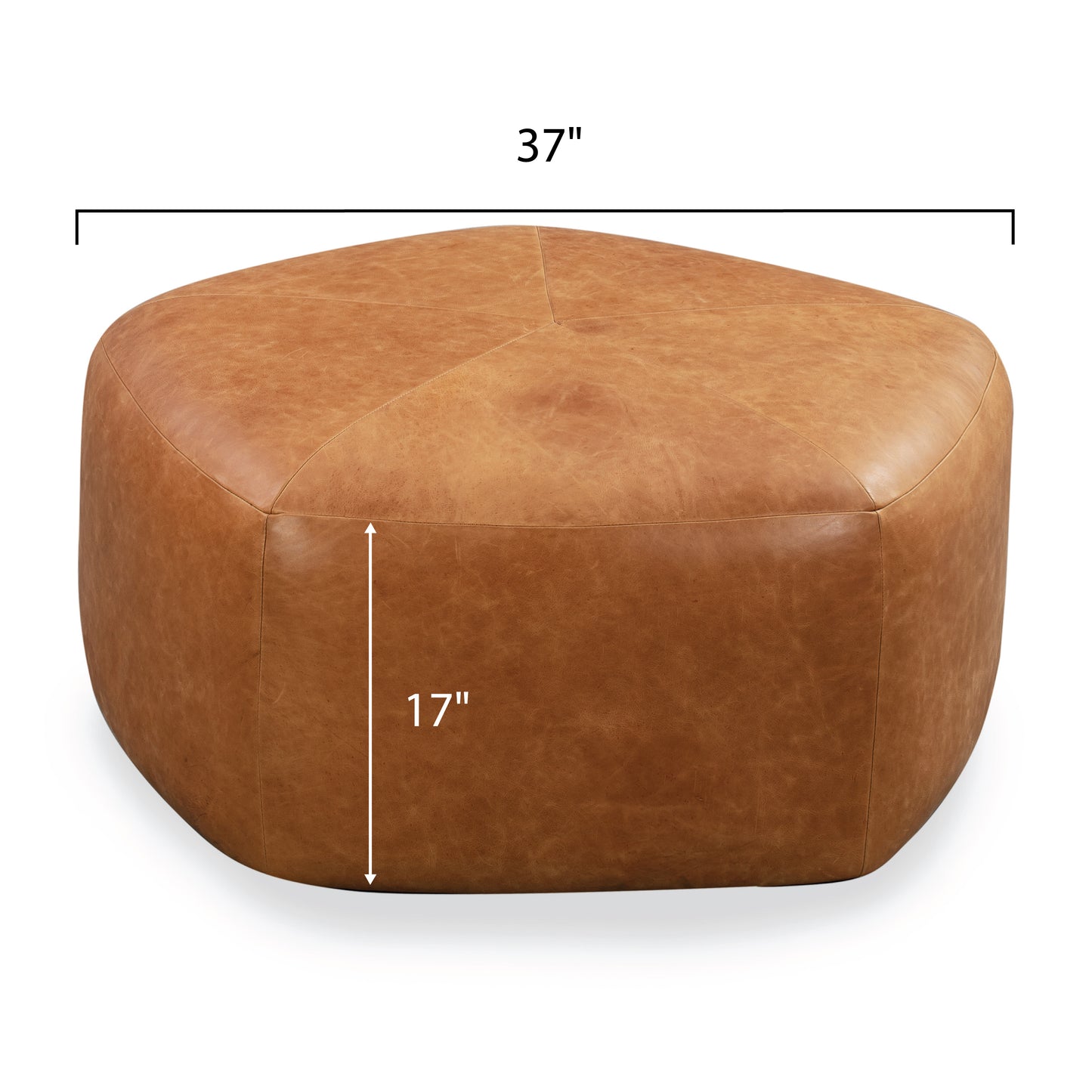 Porto Leather Ottoman | Cognac Tan