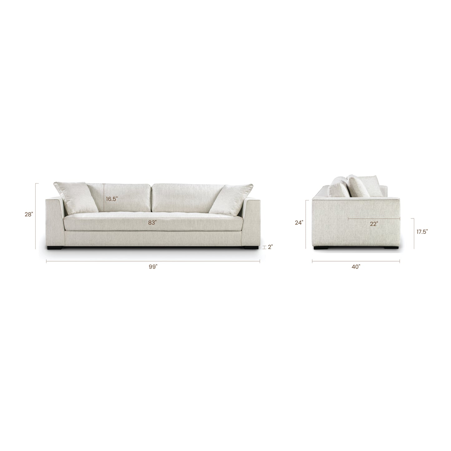 Capri 99" Sofa | Bright Ash