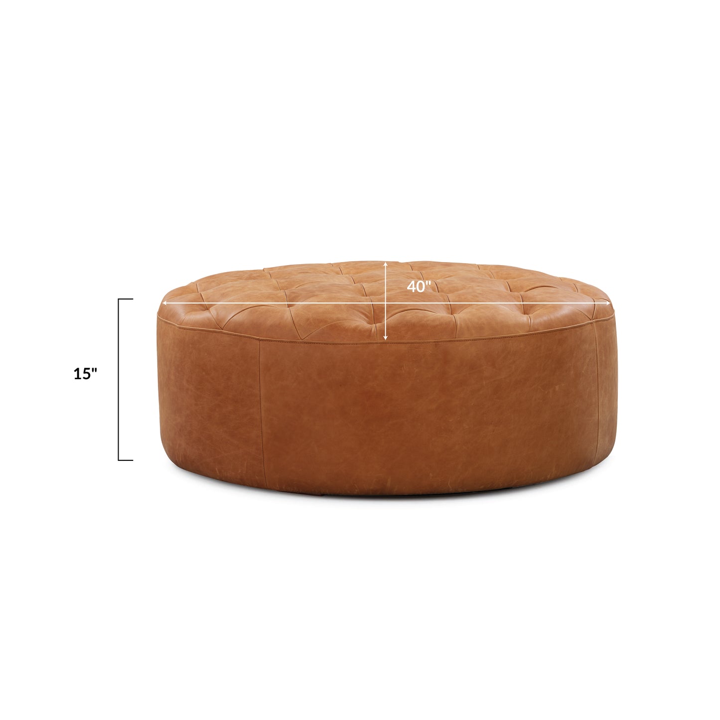 Ascot Leather Ottoman | Cognac Tan