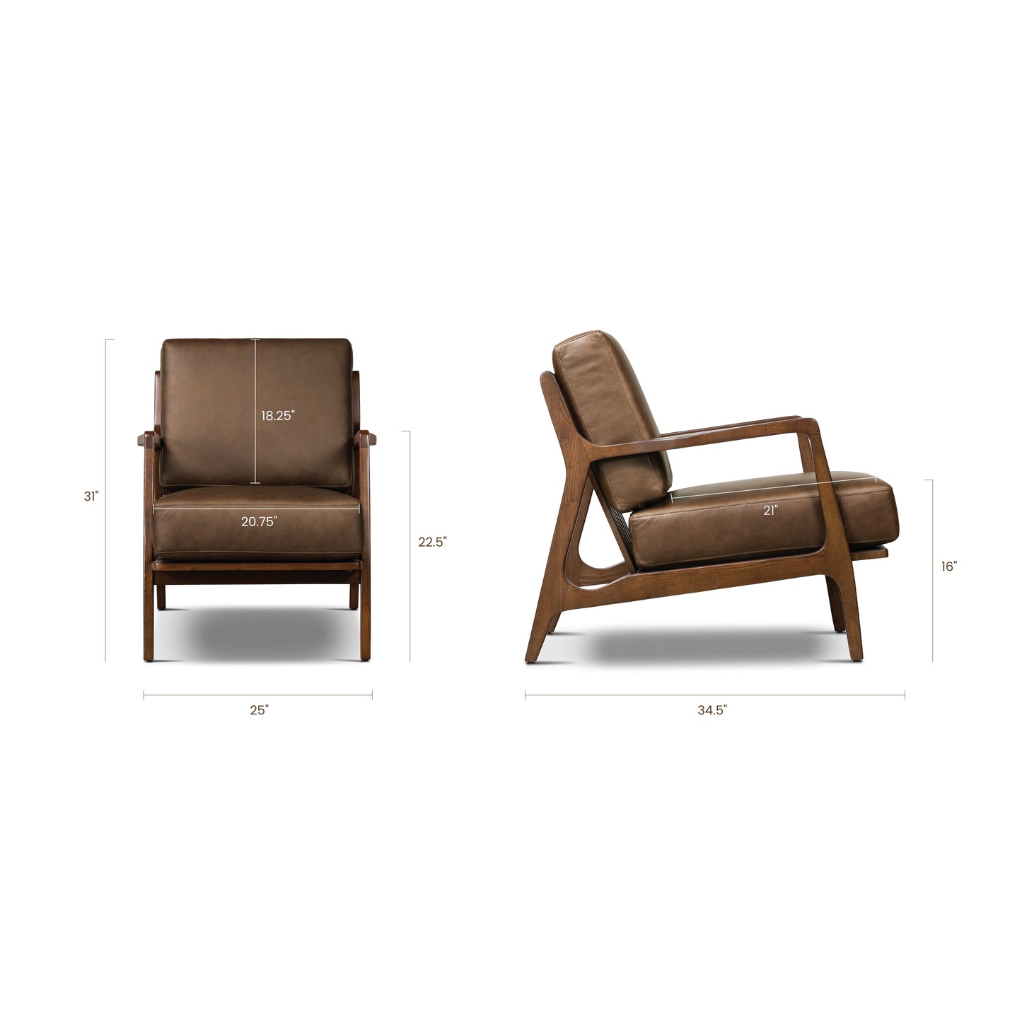 Verity Leather Lounge Chair | Cocoa Brown