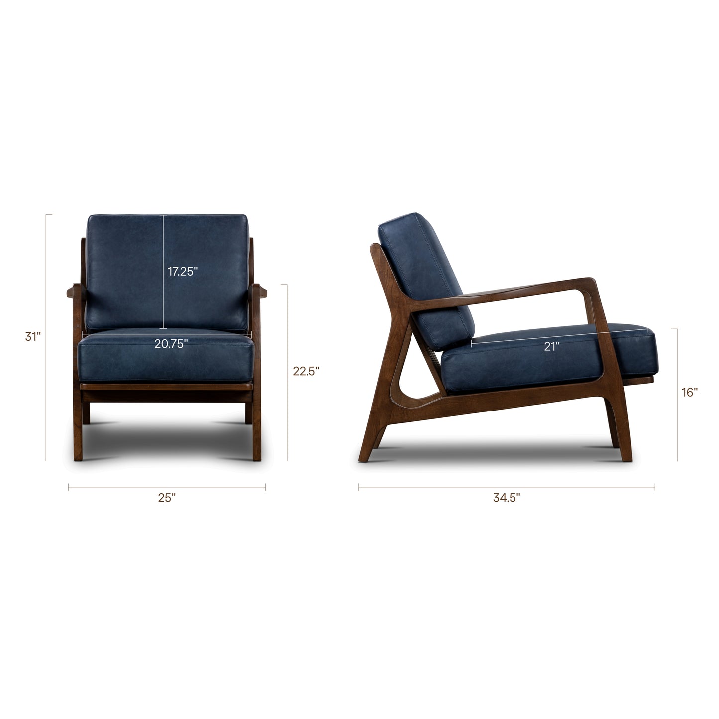 Verity Leather Lounge Chair | Midnight Blue