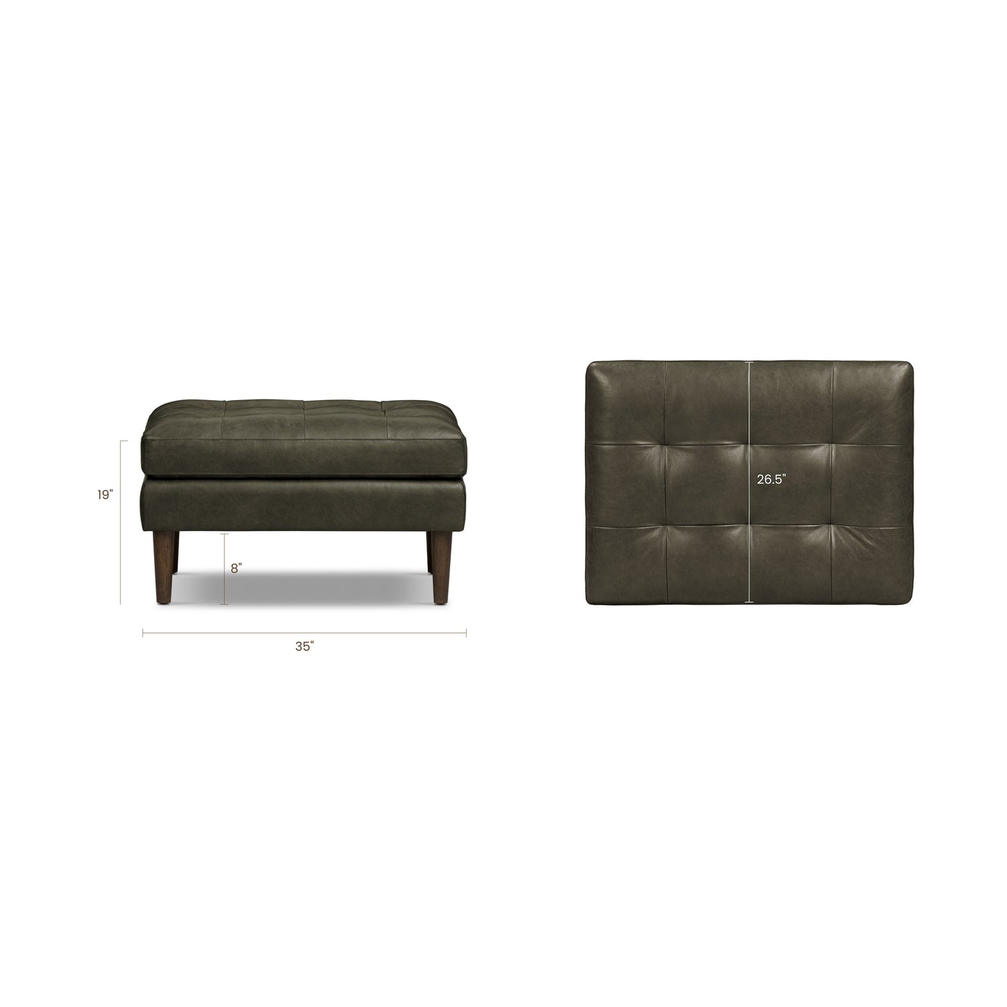 Napa Leather Ottoman | Olivine Green