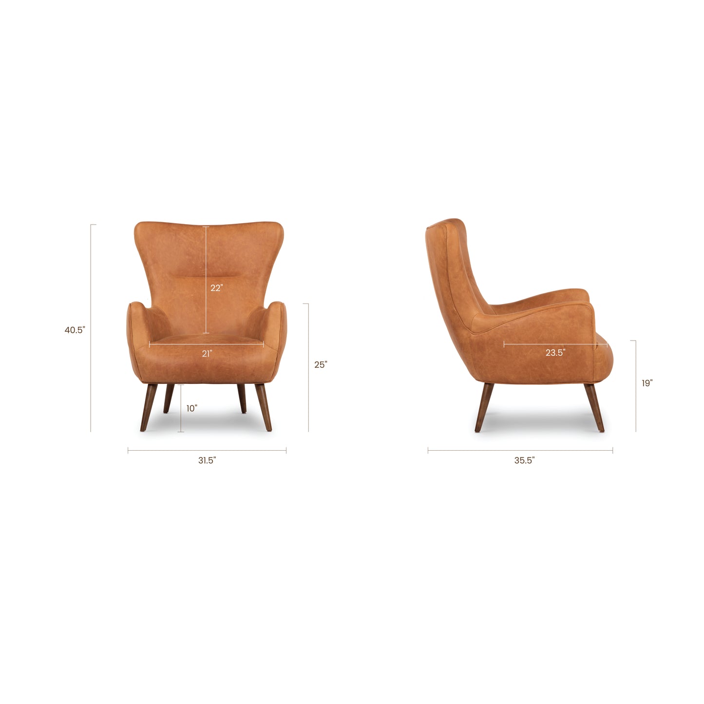 Aida Leather Lounge Chair | Cognac Tan | Single