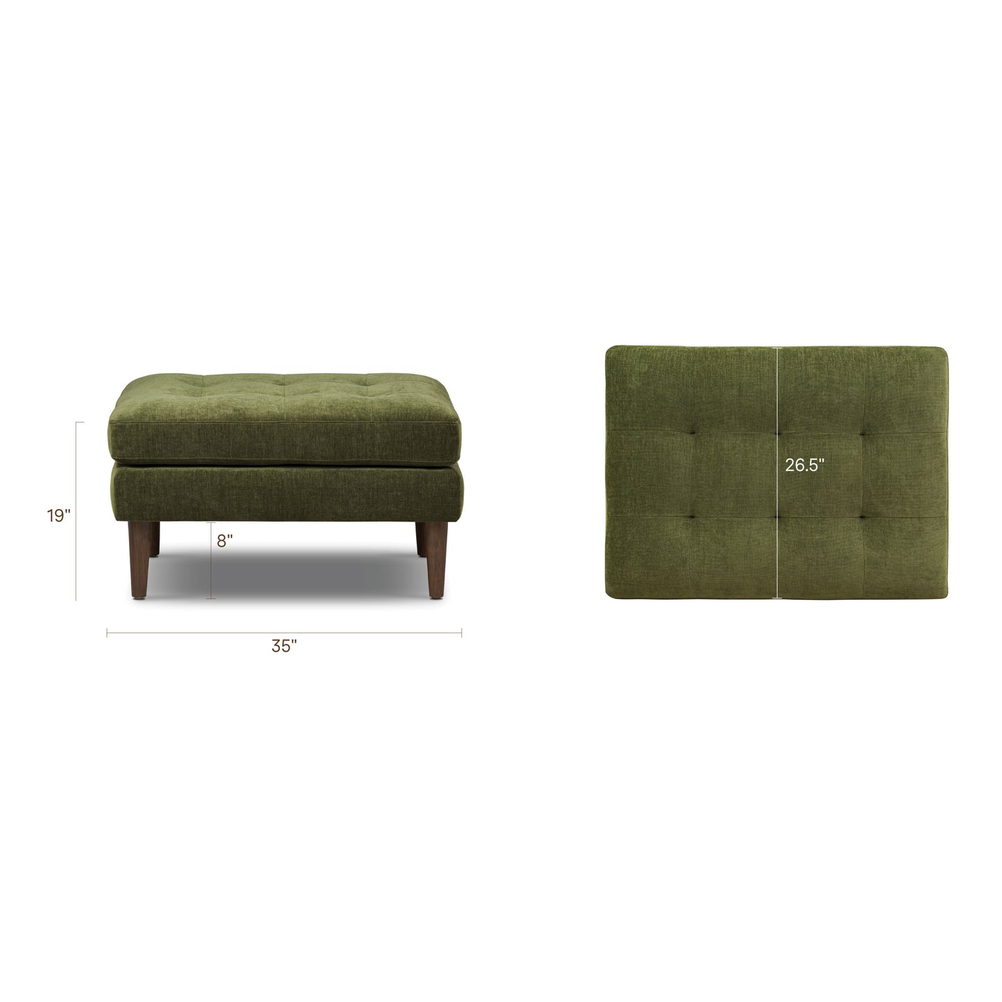 Napa Velvet Ottoman | Distressed Green