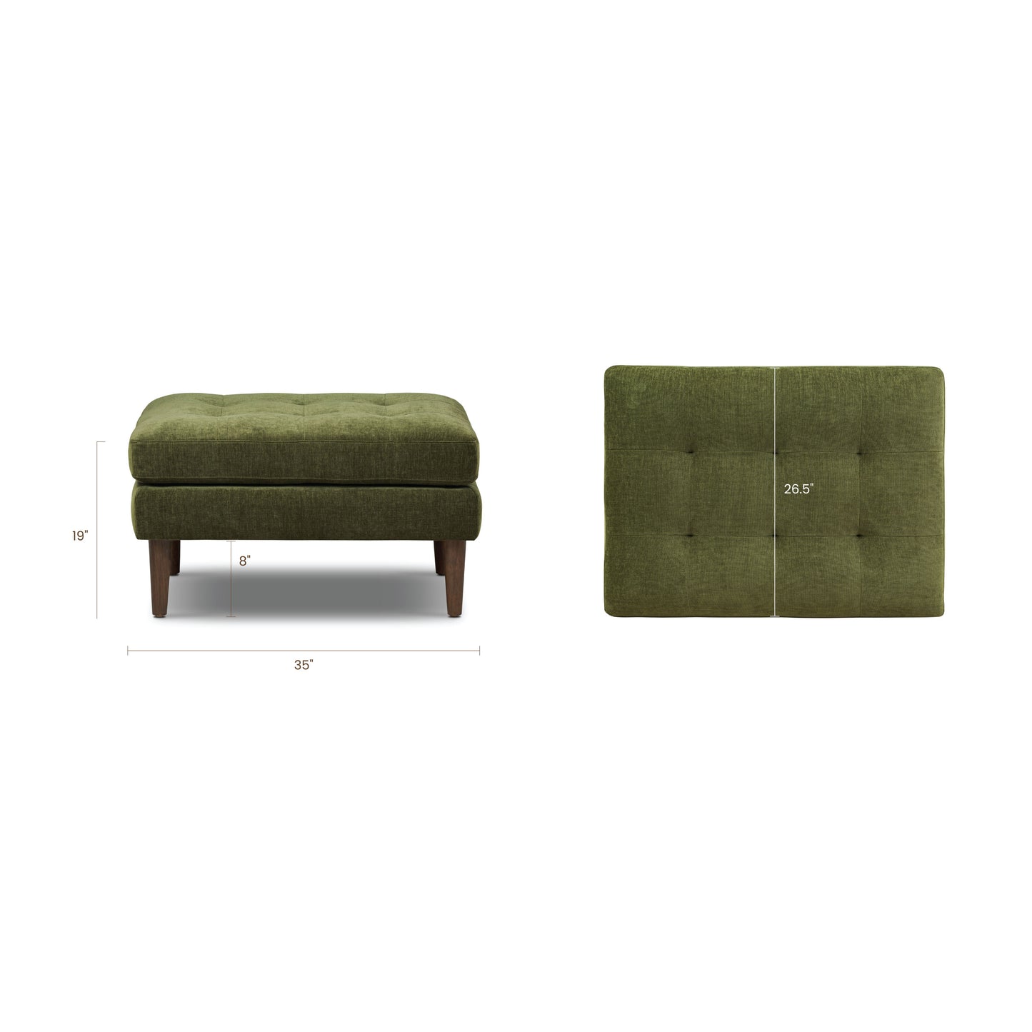 Napa Velvet Ottoman | Distressed Green