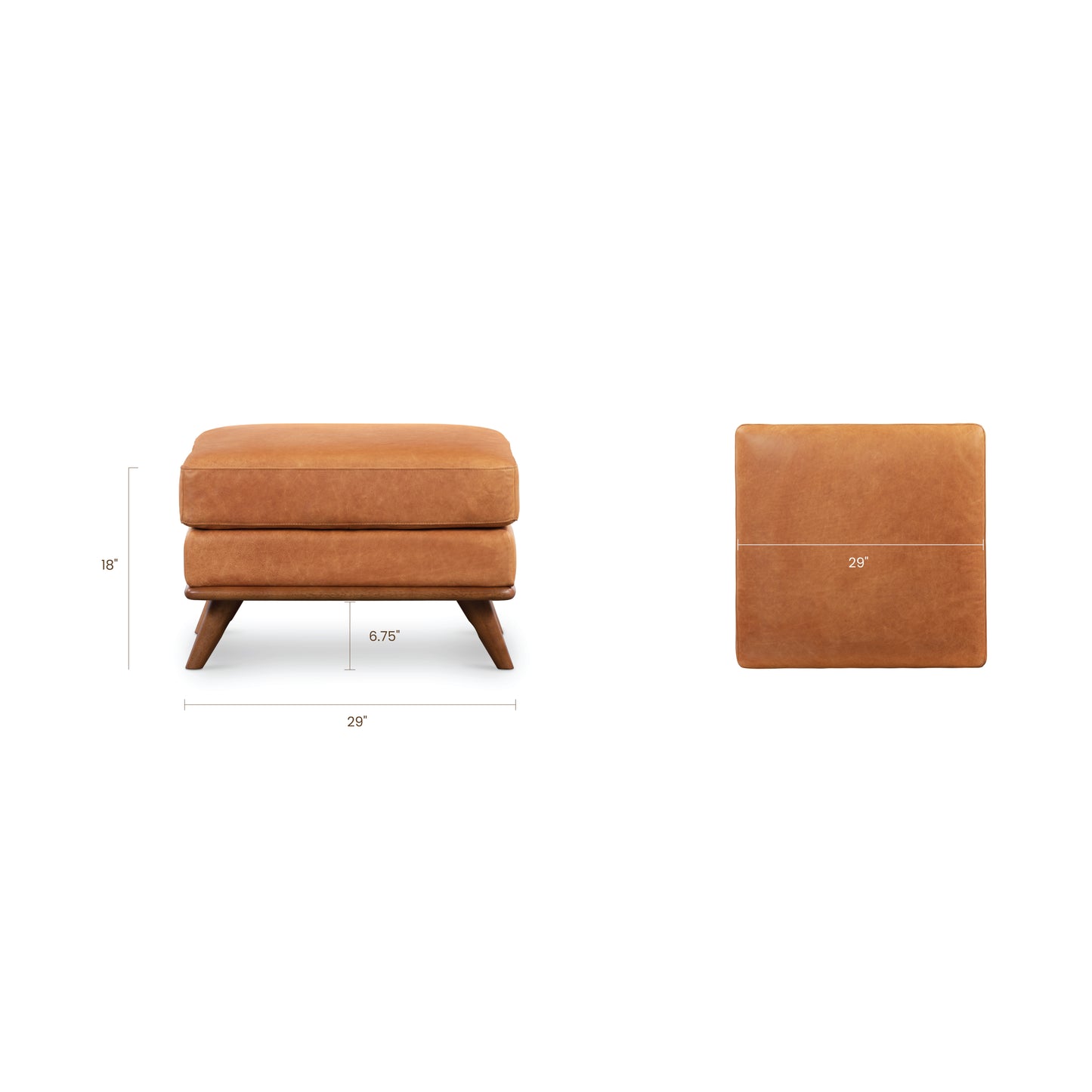 Nolita Leather Ottoman | Cognac Tan
