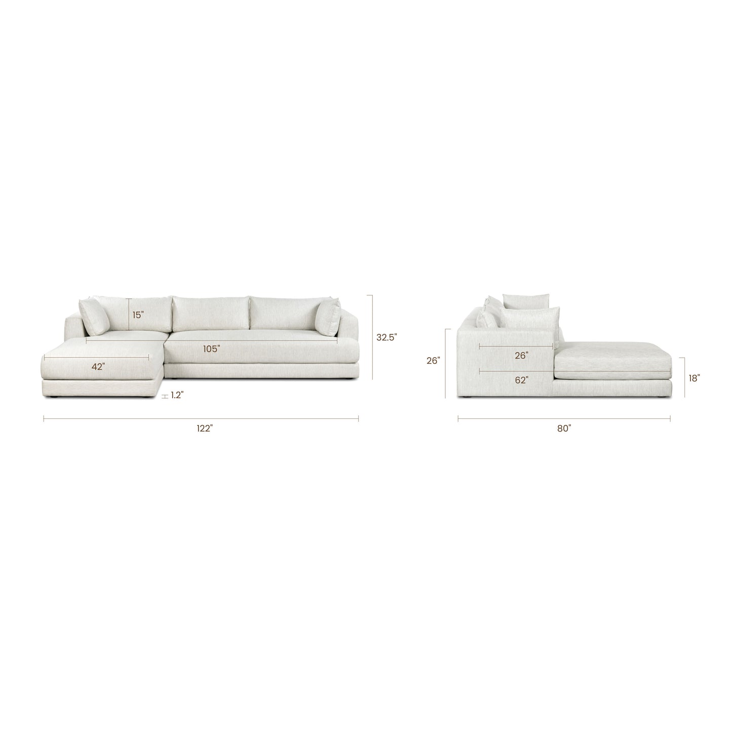 Marcel Left-Facing Sectional | Bright Ash