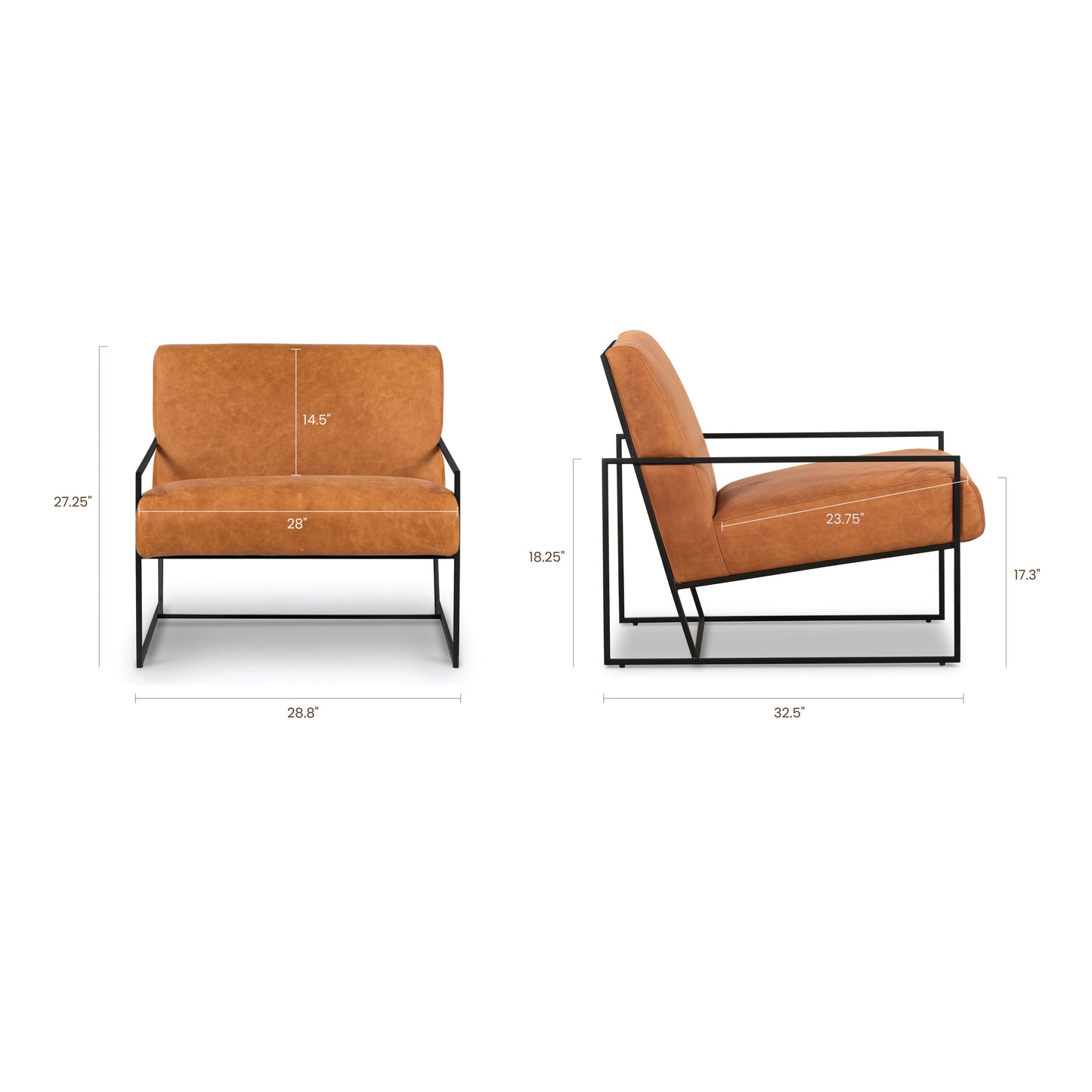 Bo Leather Lounge Chair | Cognac Tan