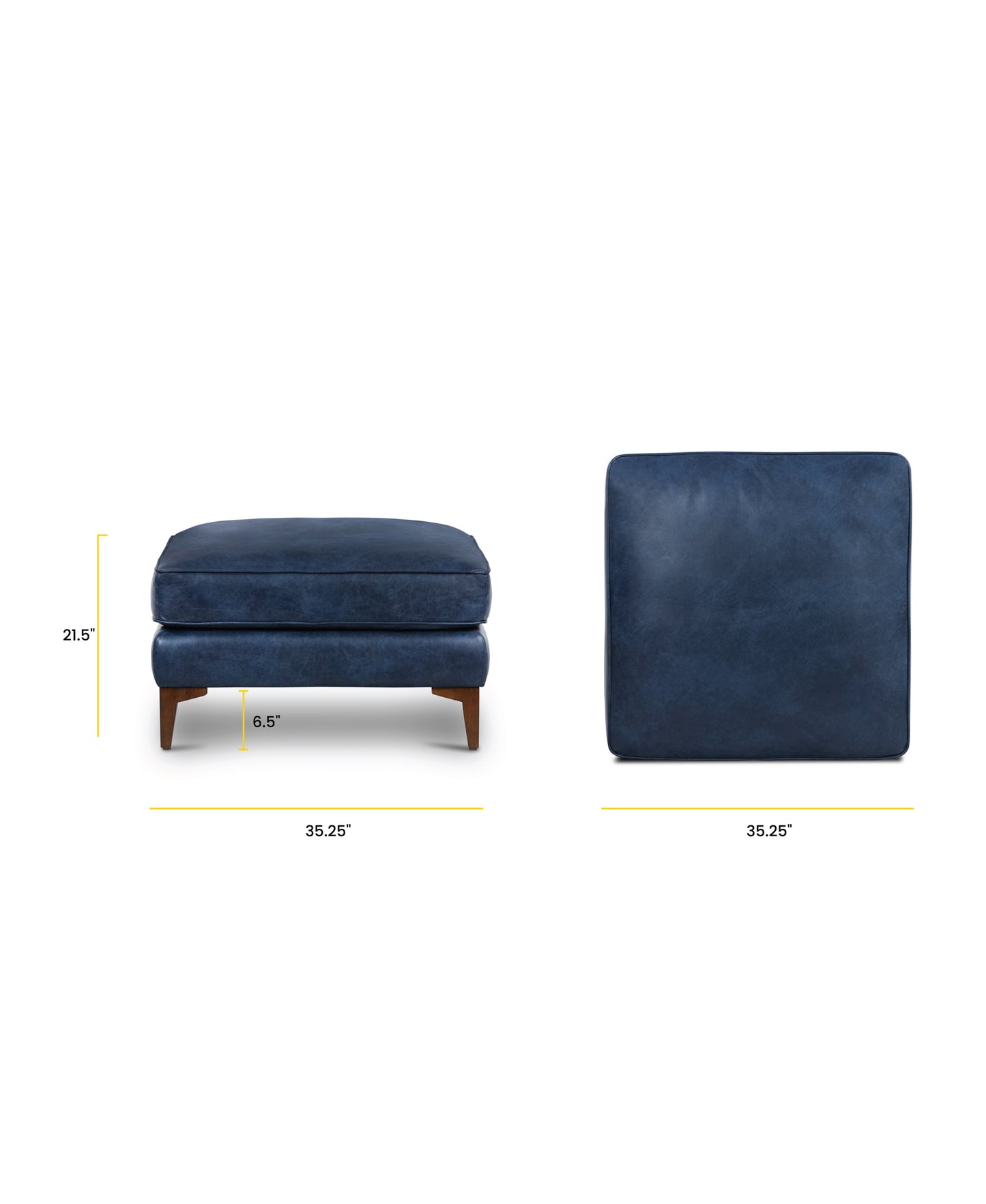 Essex Leather Ottoman | Midnight Blue