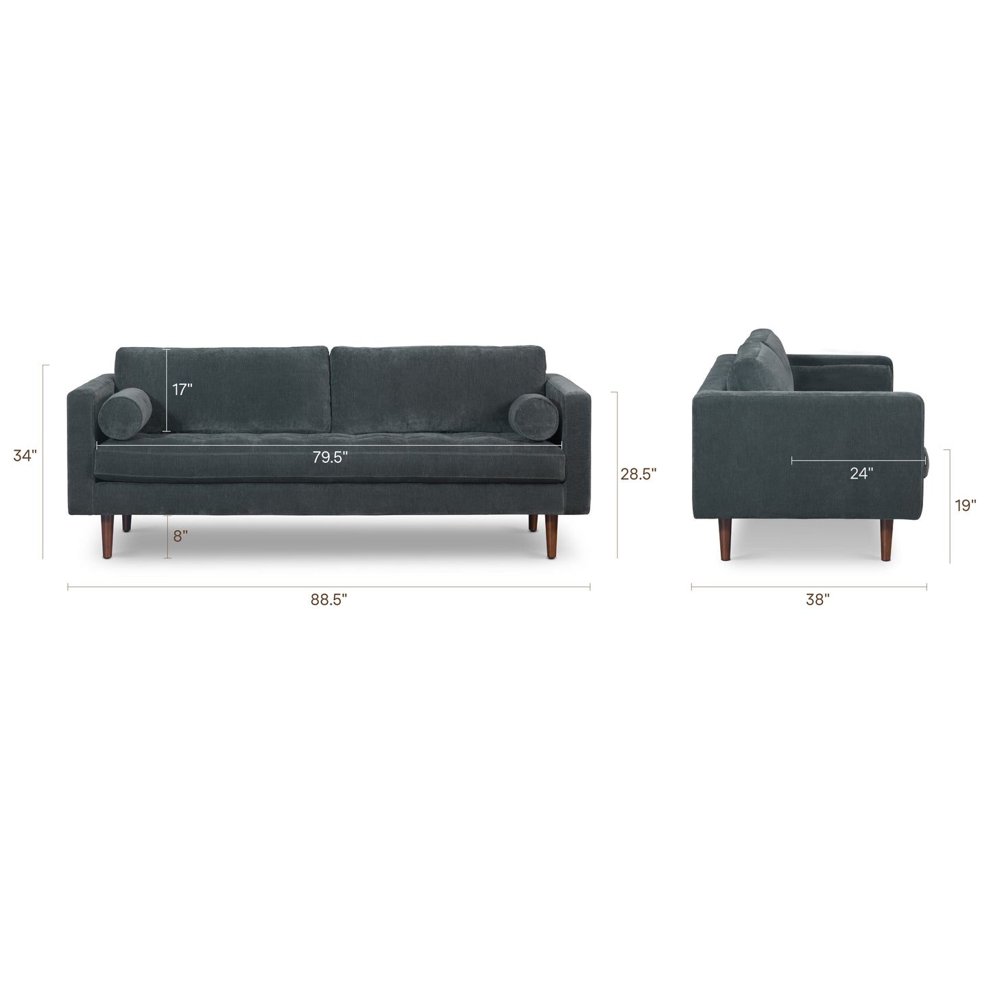 Napa 88.5" Velvet Sofa | Boreal Blue