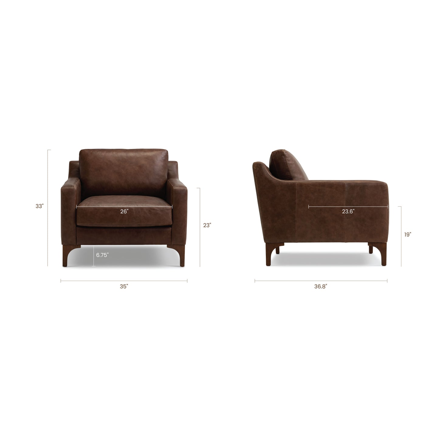 Sorrento Leather Lounge Chair | Chocolate Brown