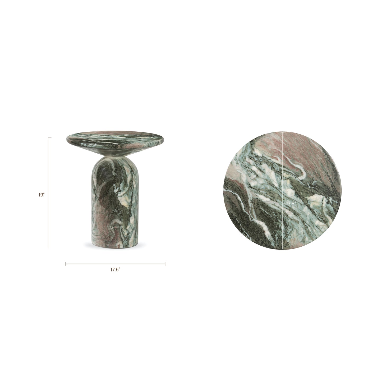 Wels End Table | Green Marble