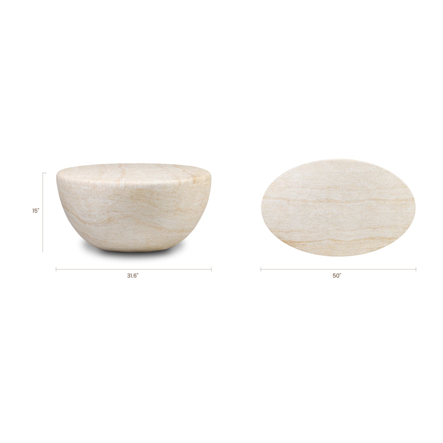 Trevi Oval Coffee Table | Travertine
