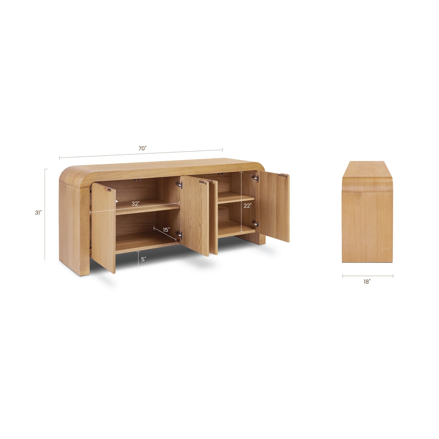 Cirq 70" Sideboard | Natural