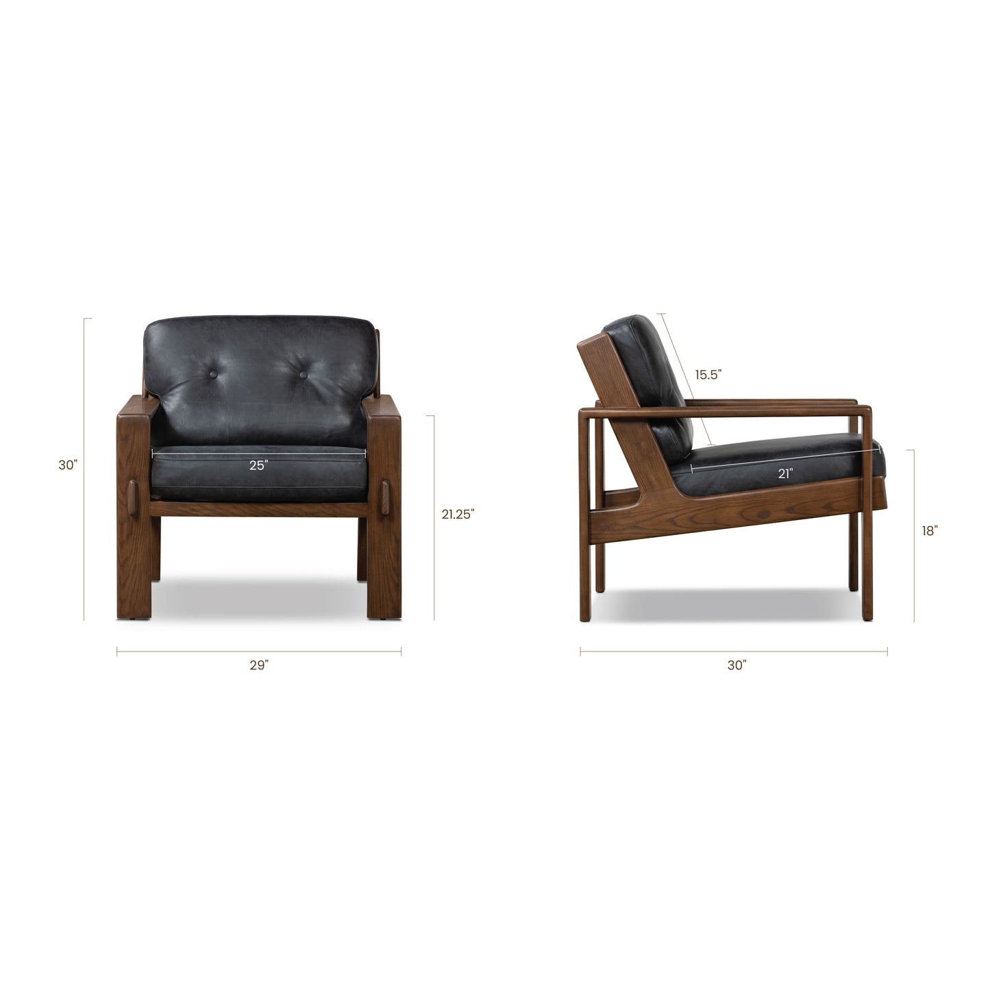 Skive Leather Lounge Chair | Onyx Black
