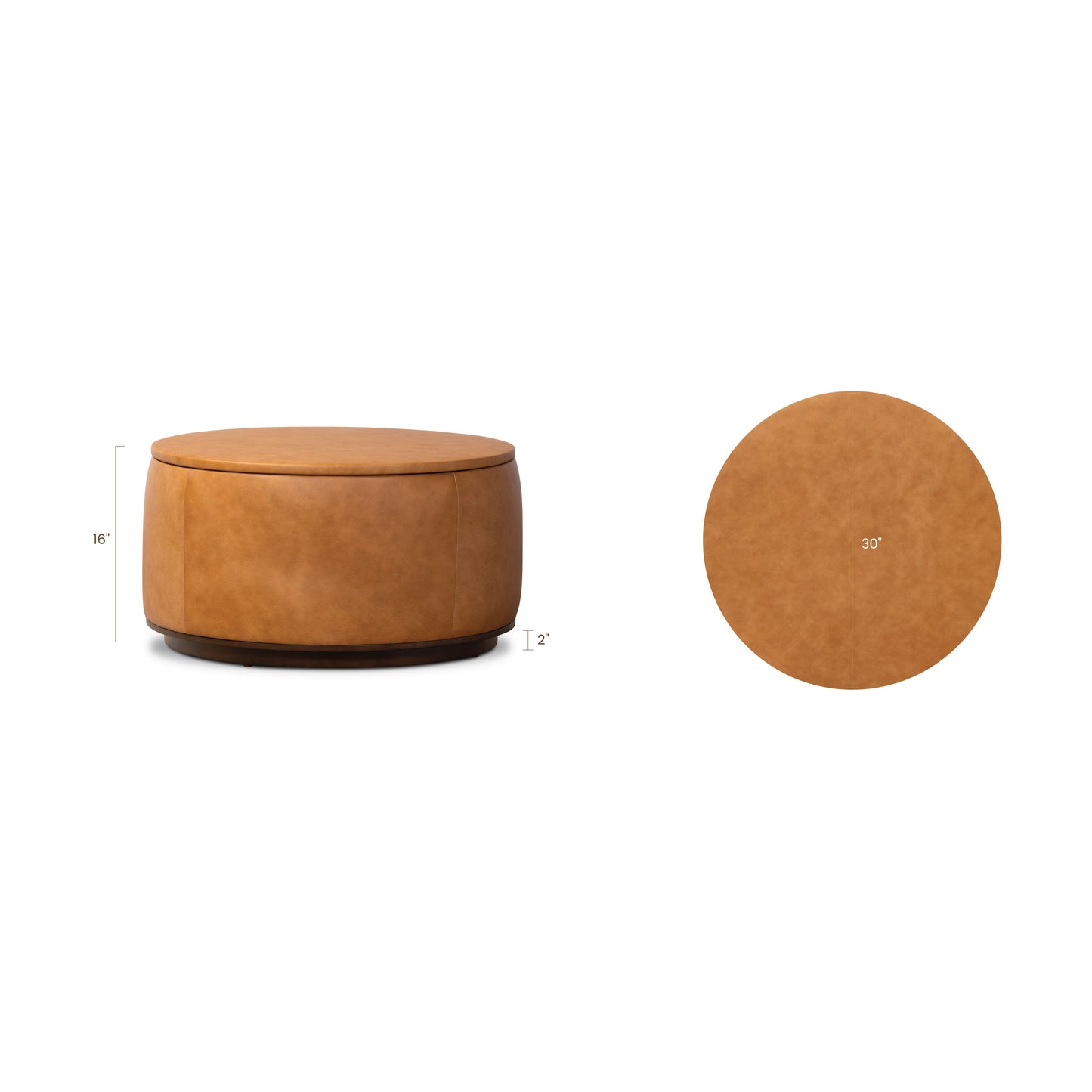 Herve Leather Storage Ottoman | Cognac Tan