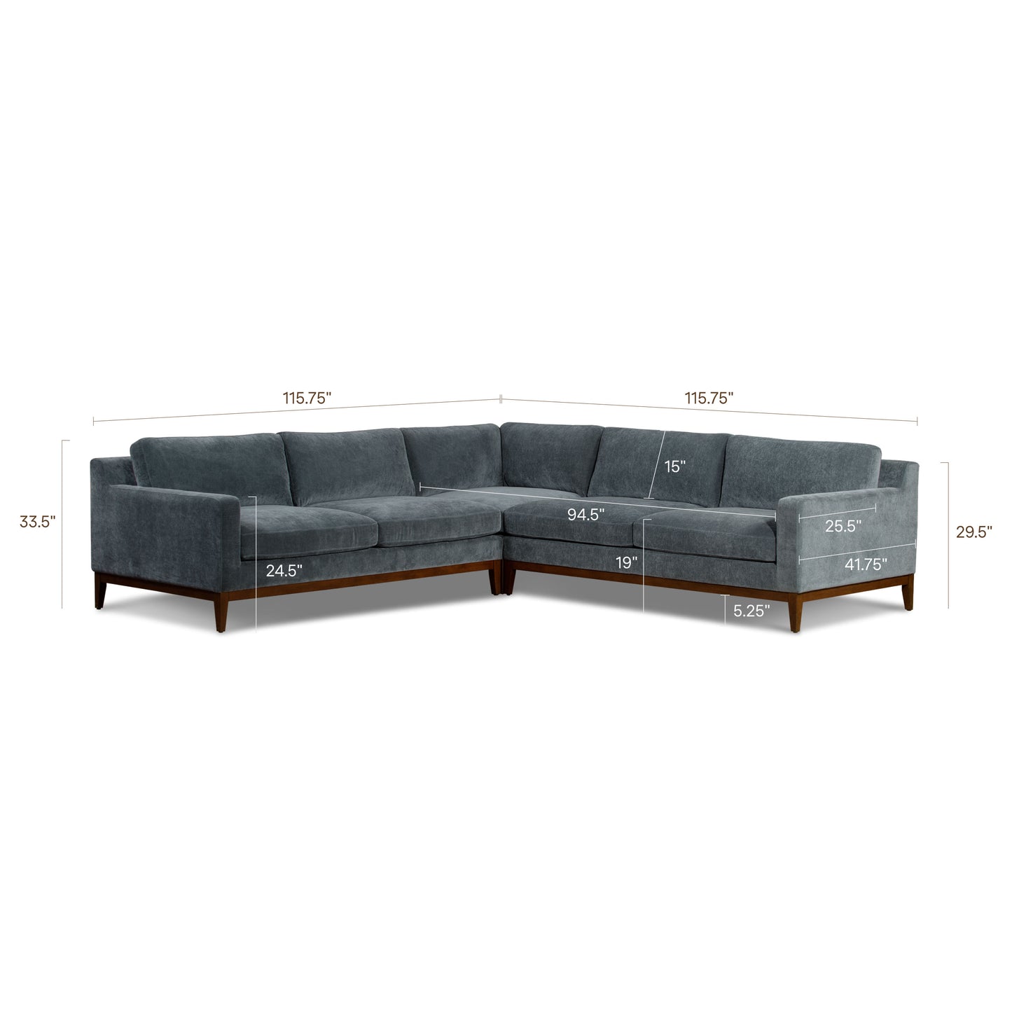 Zyon 116" Corner Sectional | Boreal Blue