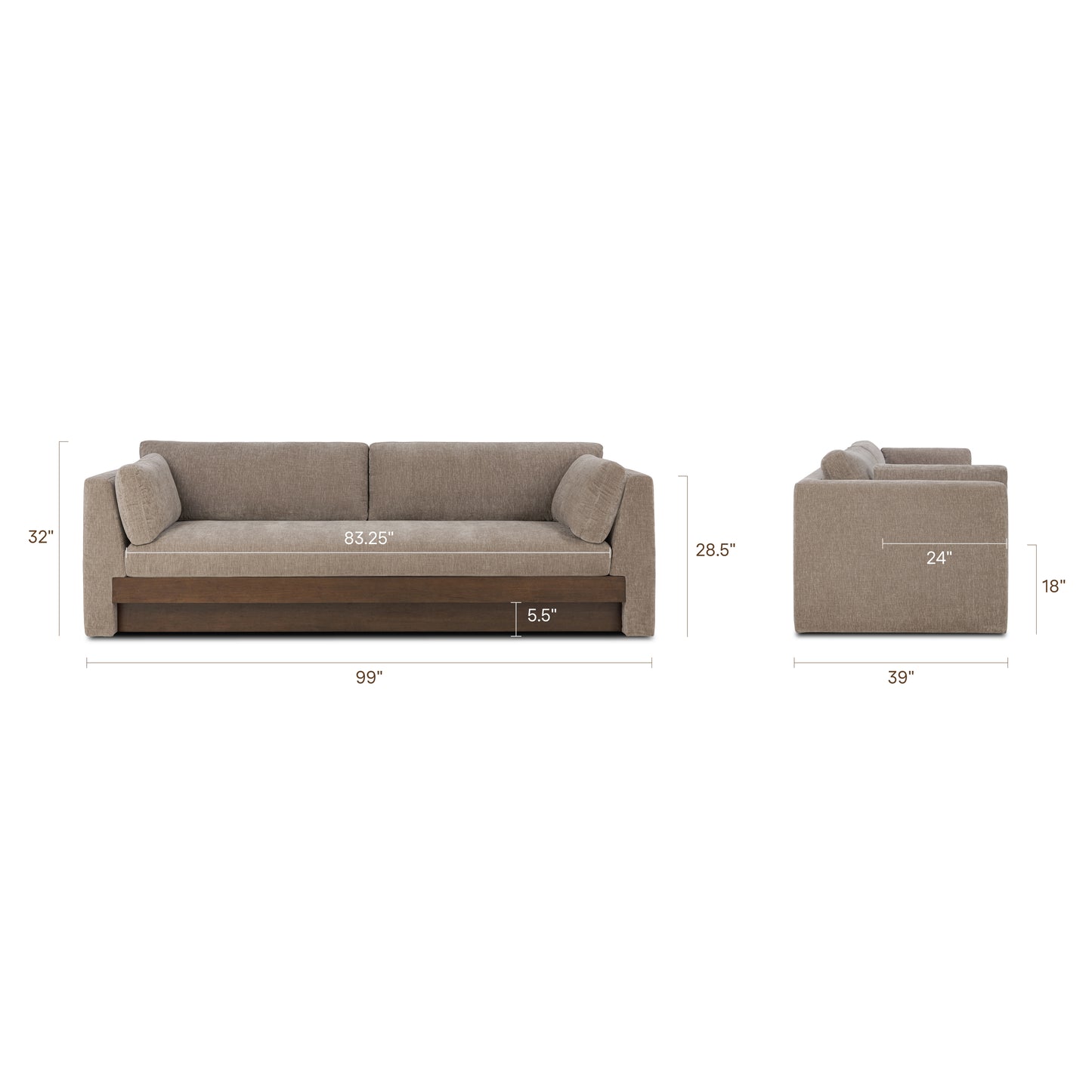 Geneva 99" Sofa | Taupe Brown