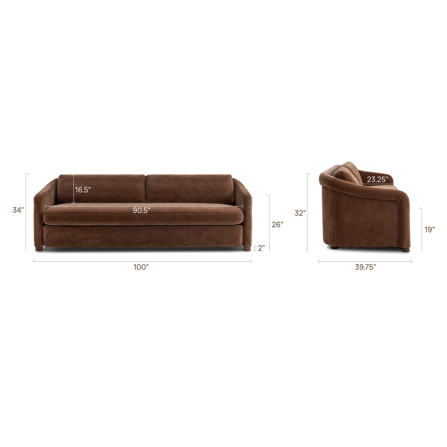 Rigon 100" Sofa | Bronzer Brown