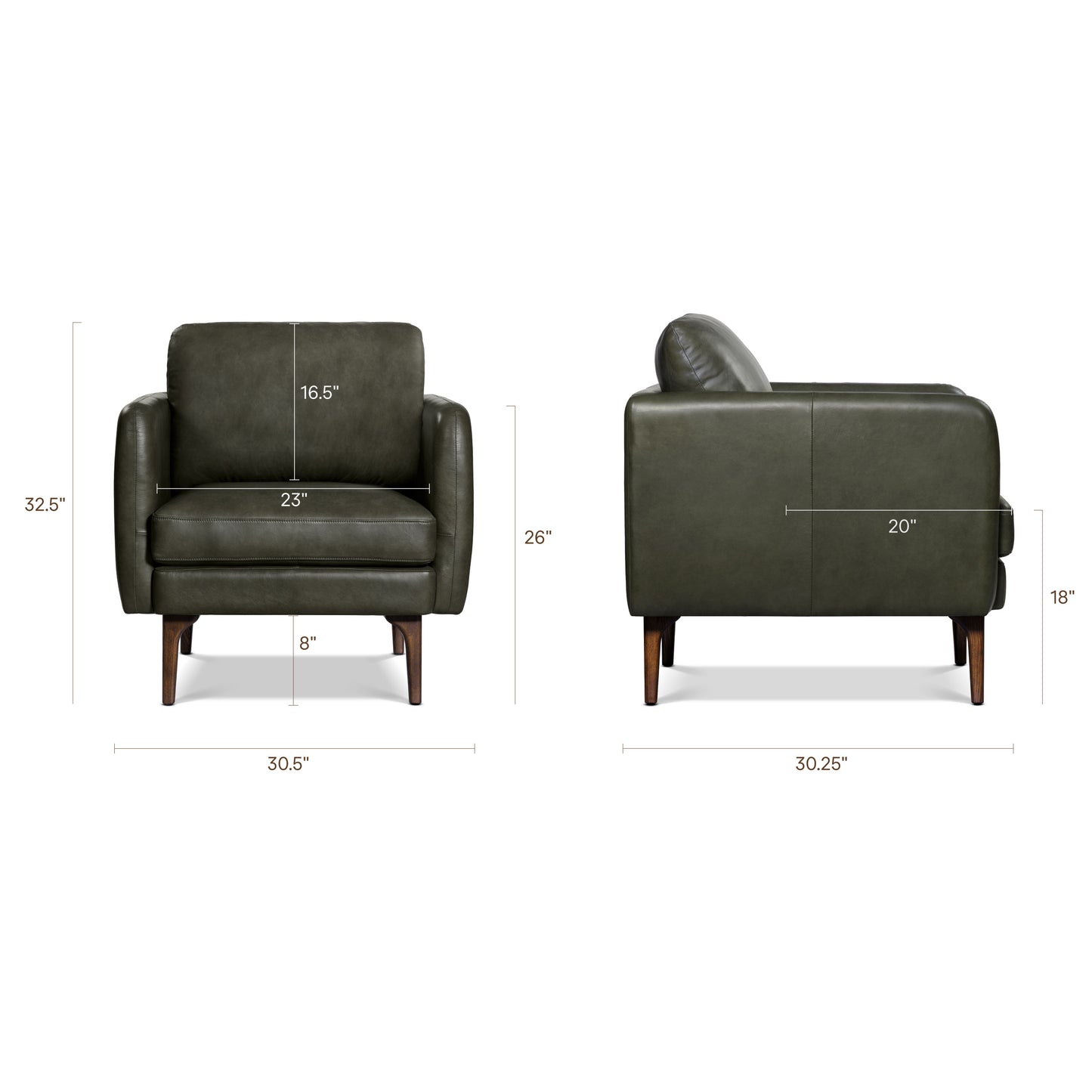 Bosco Leather Lounge Chair | Olivine Green