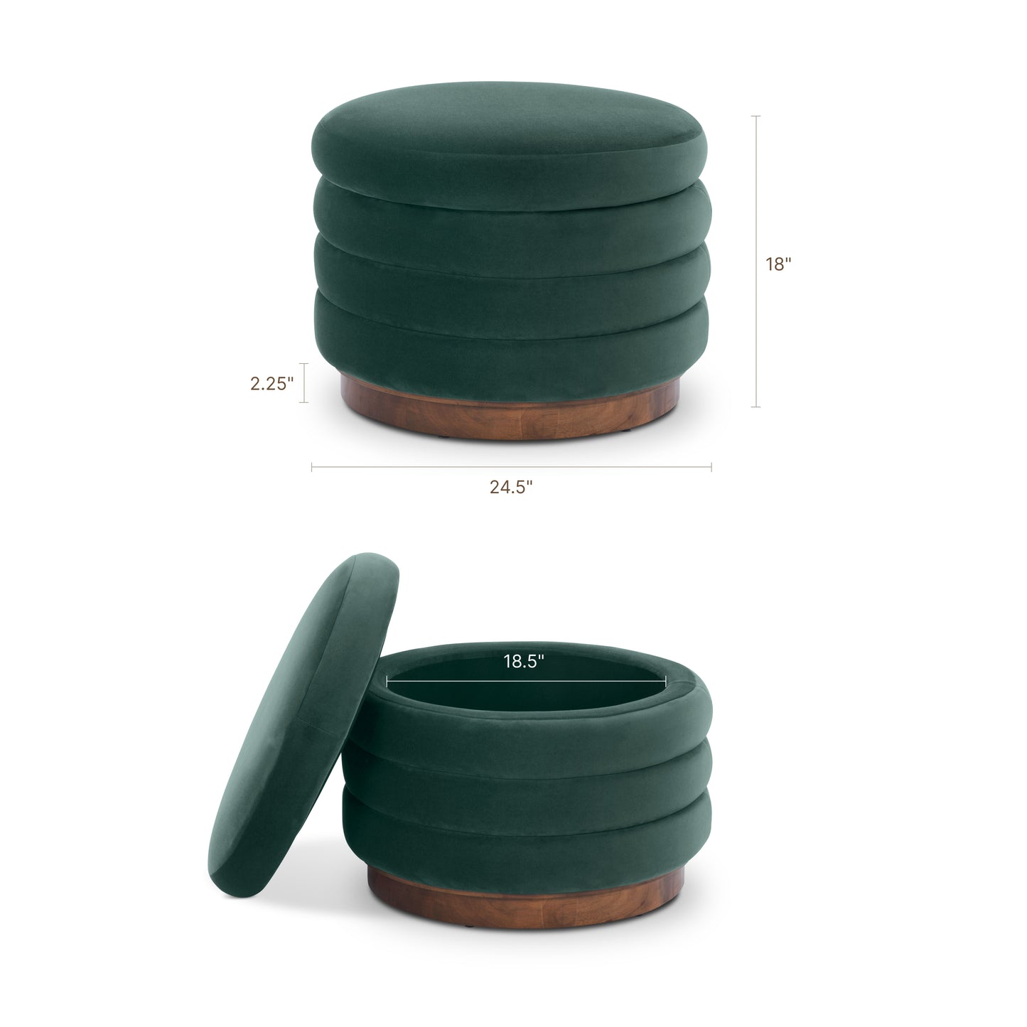 Paros Storage Ottoman | Shadow Teal